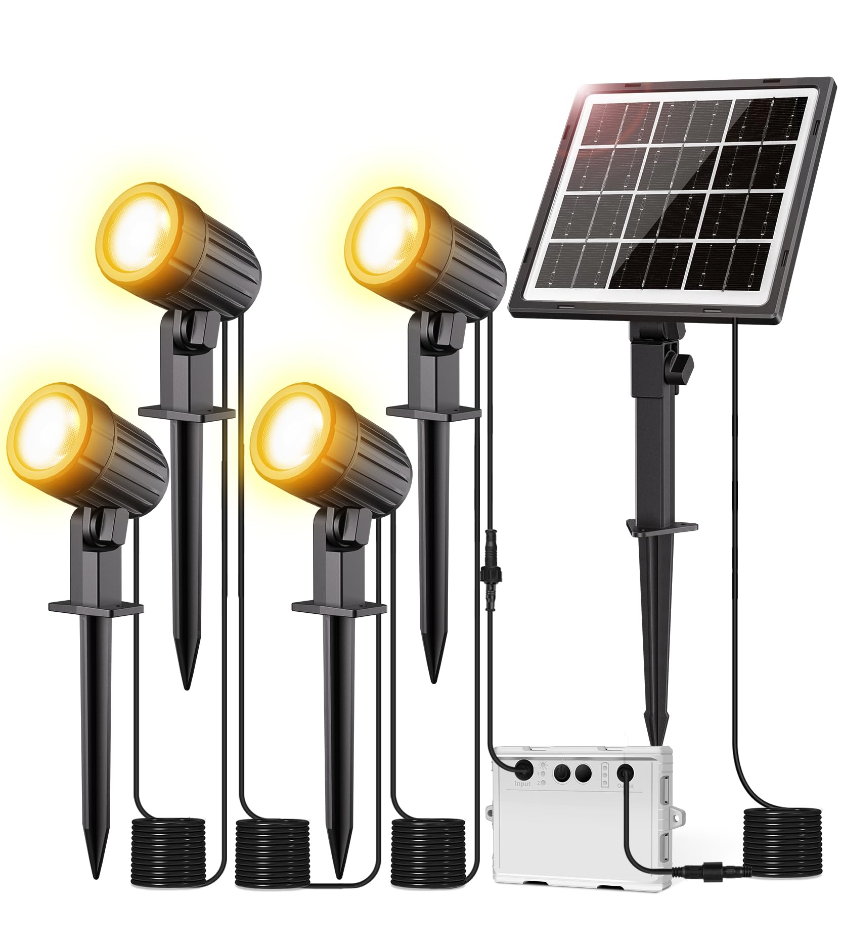 CRODIAL Solar Spot Lights Outdoor 4-in-1, Landscape Lights Auto On/Off, Uplights with 3 Brightness and 3 Modes, IP66 Waterproof,