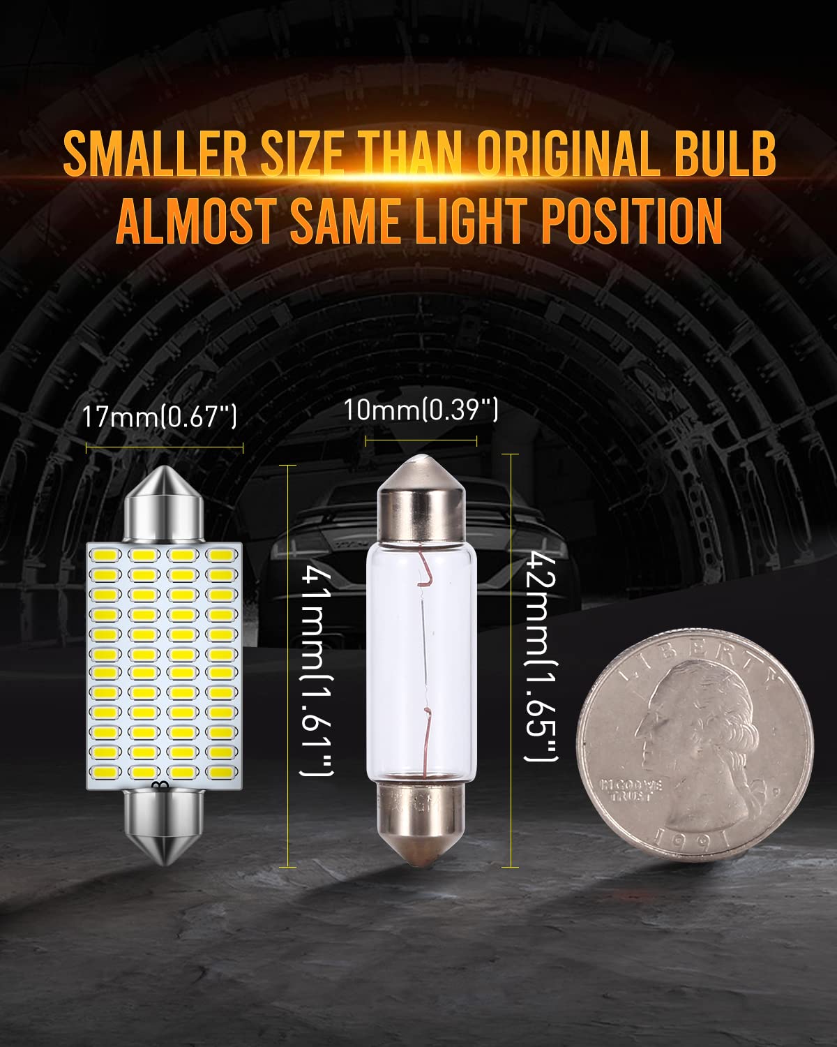 LUYED 569 578 LED Bulbs Xenon White 570 Lumens Super Bright 3014 48-EX Chipsets211-2 212-2 LED Bulbs Used for Car Interior Map D