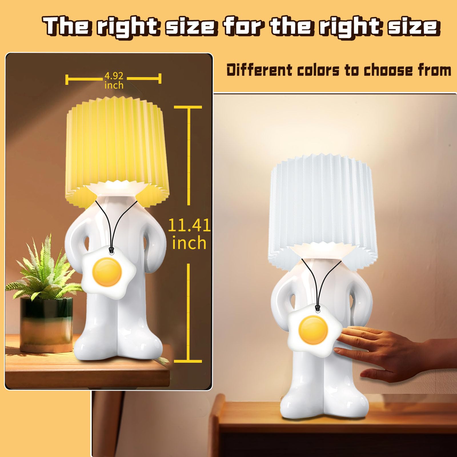 NMIGNH Shy Man Lamp - Creative LED Table Night Light, White, Plug-in Design for Bedroom & Office, Model NMIGNHM415-2