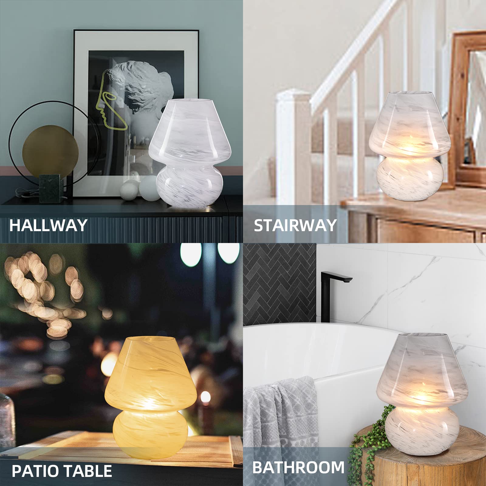 MJ PREMIER Battery Operated Table Lamp, LED Bulb, 15*19 in, Ceramic, Cloud Color