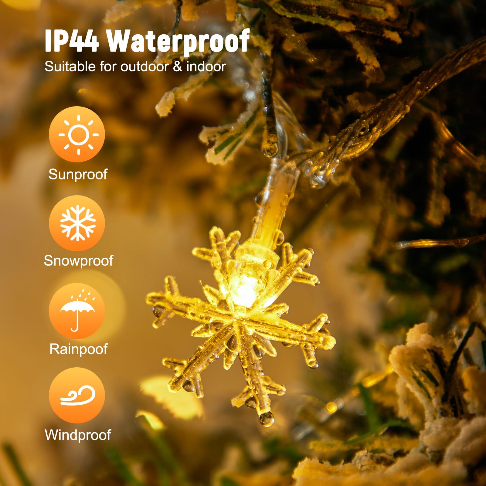 Minetom 4 Pack Christmas Lights, 14 Ft 30 Led Christmas Snowflakes Lights, Waterproof Snowflakes Holiday Lights, Shatterproof Xmas Fairy Lights For Indoor Decor