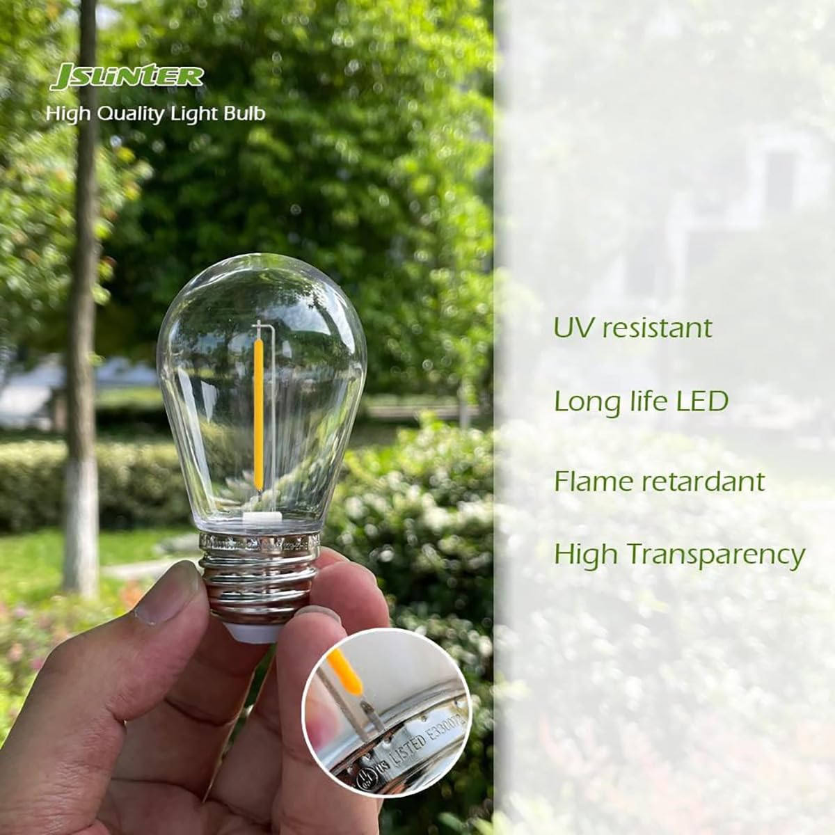 Jslinter 24-Pack LED String Light Bulbs, 1W Shatterproof Edison Replacement, Warm White, E26 Base, Model JC-1WL-1808