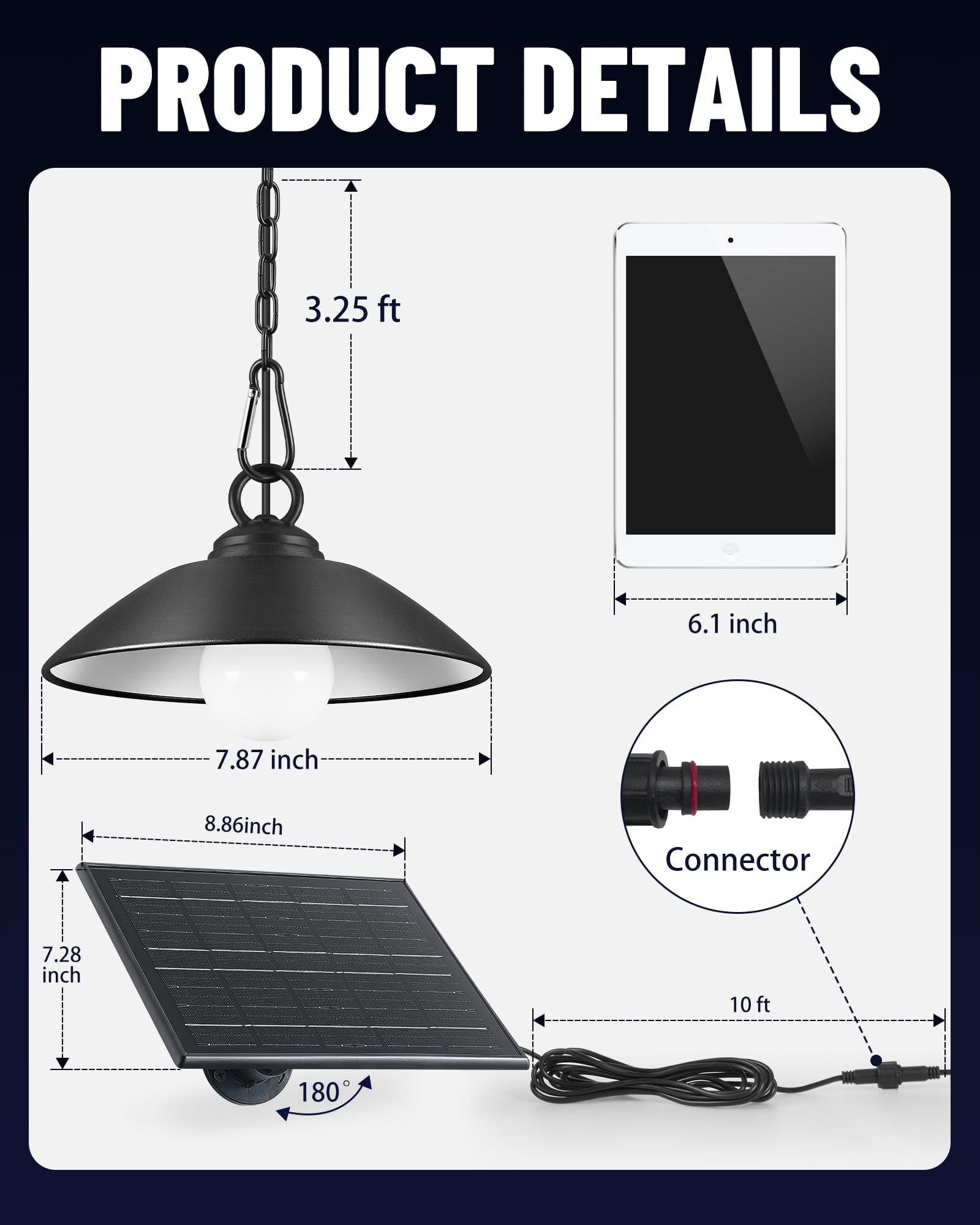 Moon-De-Age 2 Pack Solar Pendant Lights Outdoor Indoor,3000K/4000K/5000K 4 Brightness Shed Light Remote Control, Ip65 Waterproof