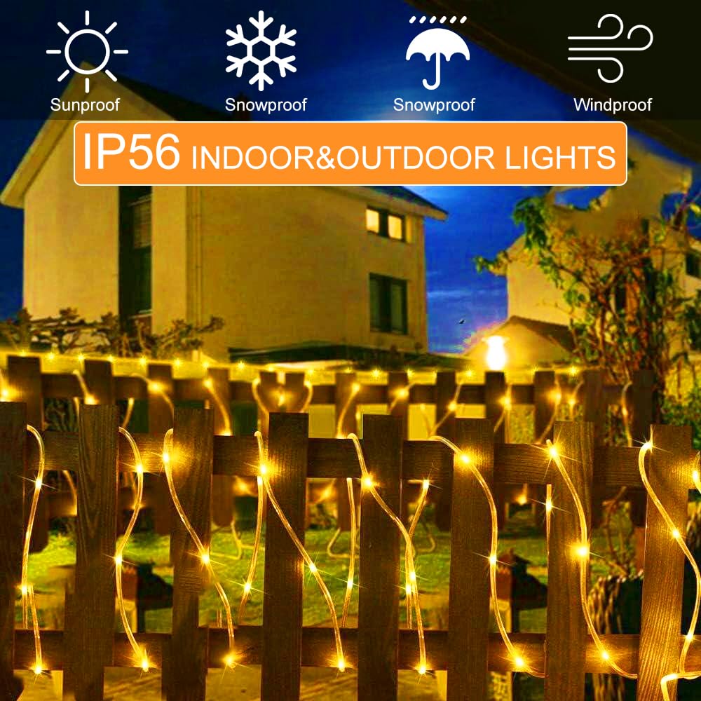164 Ft 1000 Led Rope Lights Solar Powered Waterproof String Lights 8 Modes Outdoor Tube Light Copper Wire Fairy Lights For Chris