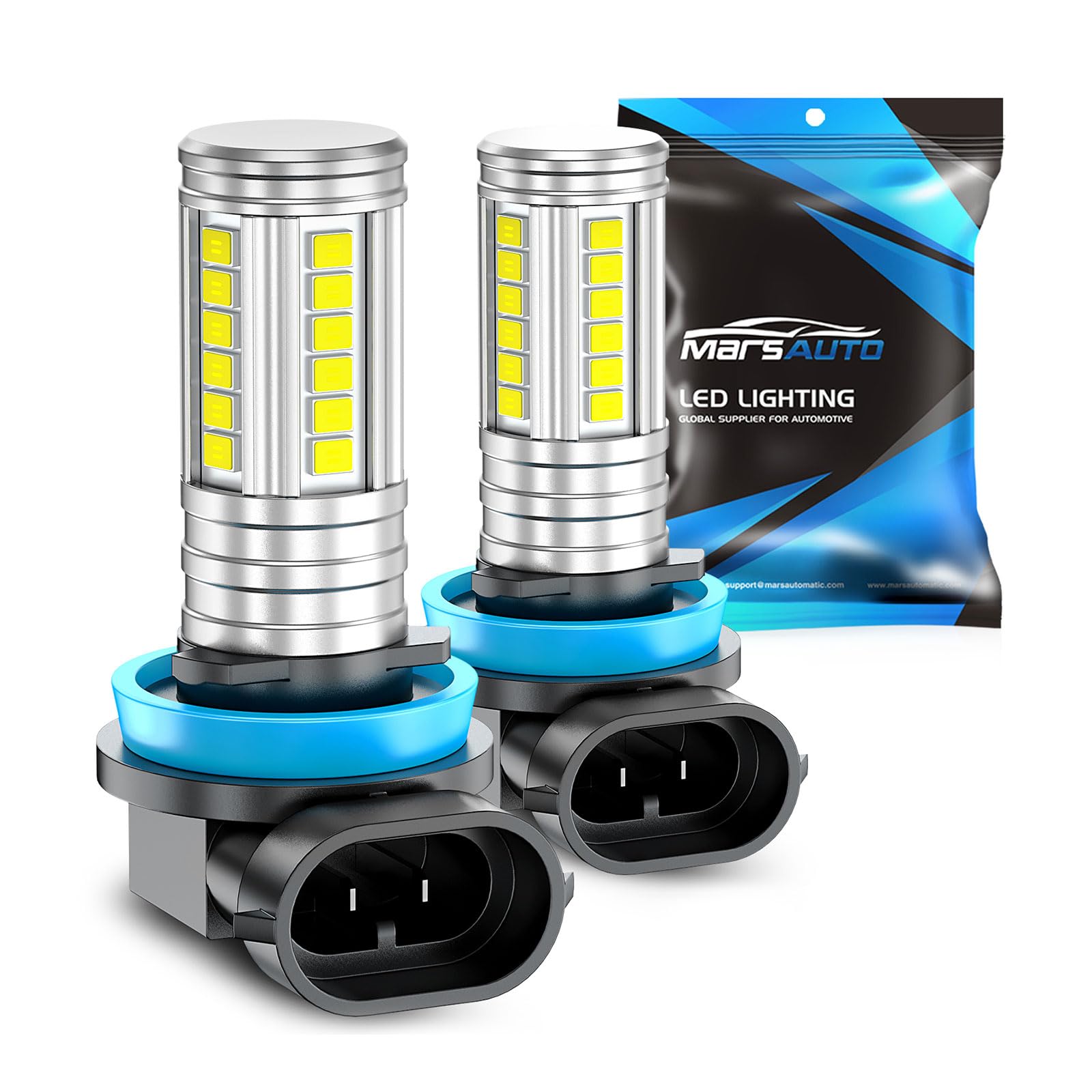 Marsauto H11 H16 H8 LED Fog Light Bulbs, 12000LM, 360° Illumination, Pack of 2, White