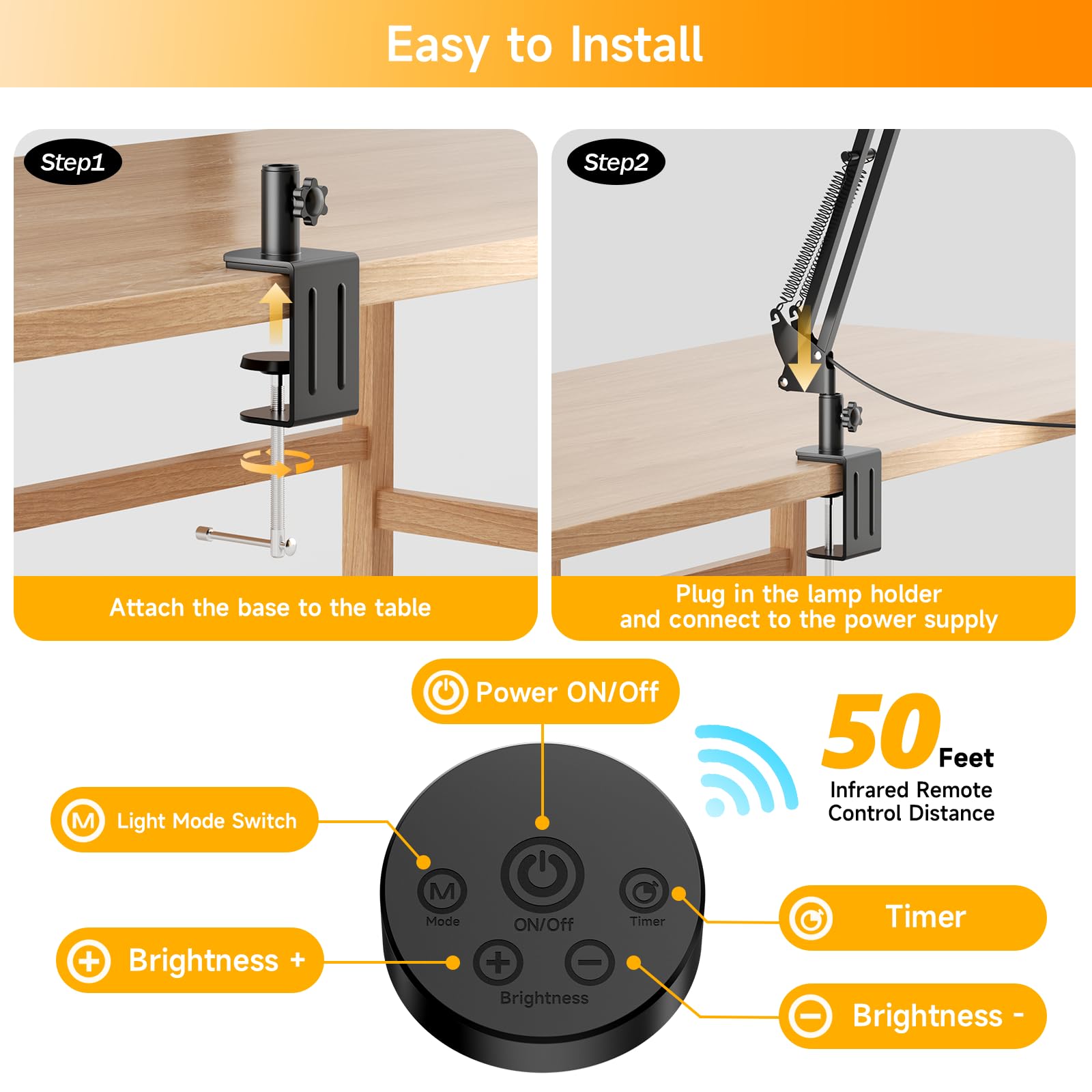 Skyleo Led Desk Lamp For Home Office - 2400Lm Ultra Bright Desk Light -Eye Caring Desk Lamp With Clamp - Adjustable Office Lamp