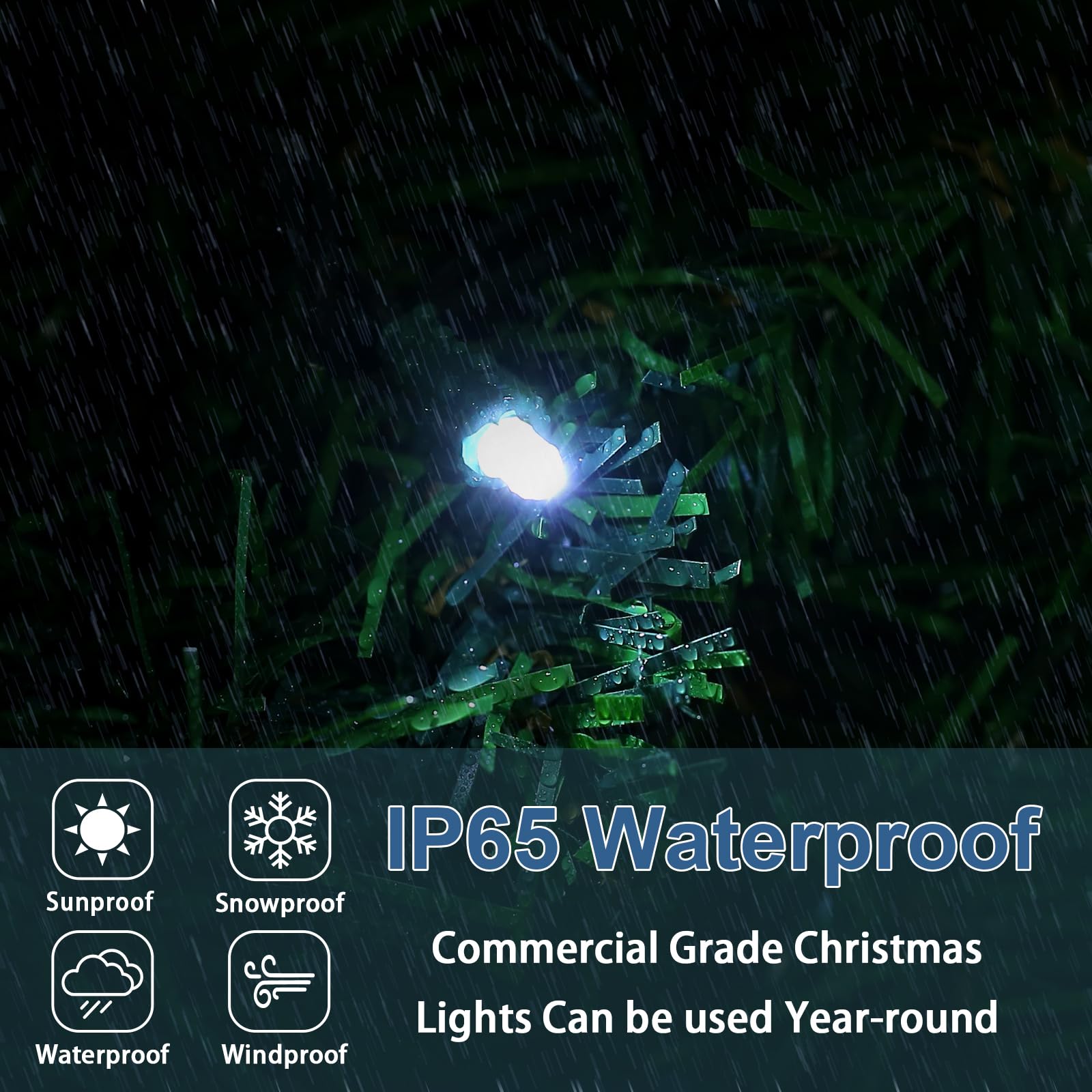 White Christmas Lights Outdoor, 50 Counts White Outdoor Lights Waterproof, Christmas Lights Ul Certified Commercial Grade Green