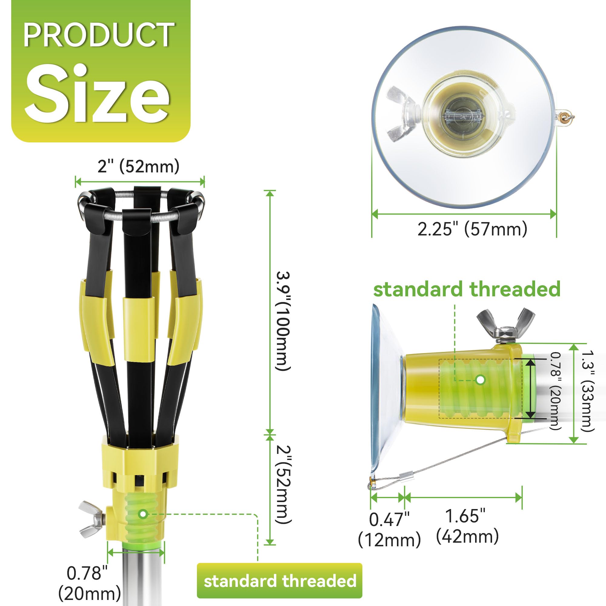 Dreyoo Light Bulb Changer Set - Standard Incandescent & Suction Cup Compatible with Extension Poles, Durable Fiber Material