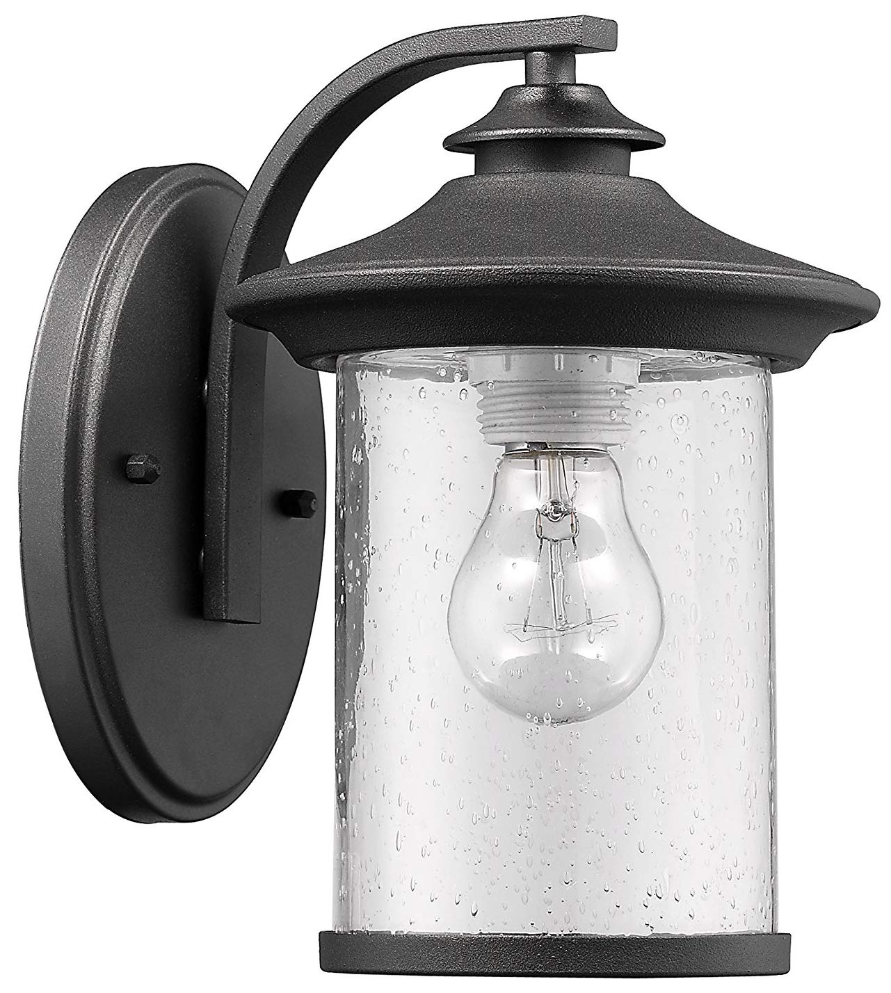 CHLOE Liam Outdoor Wall Sconce, 10in Height, Black, Steel & Glass, Model CH22050BK10-OD1