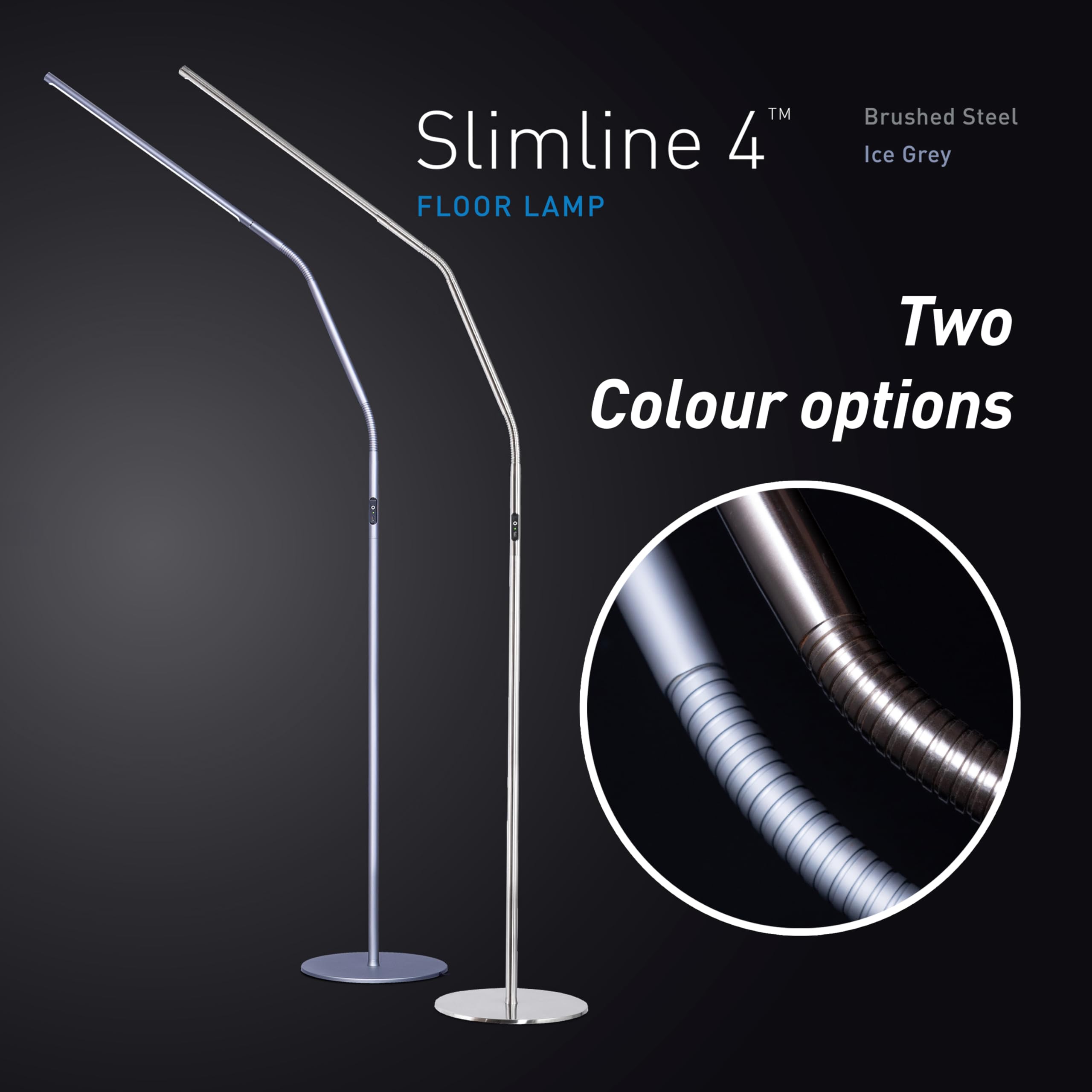 Daylight Slimline 4 Led Floor Lamp - 6,000K, 3,200 Lux, 4 Brightness Levels, Usb-C Port For Fast Charging - Sleek Design, Anti-G