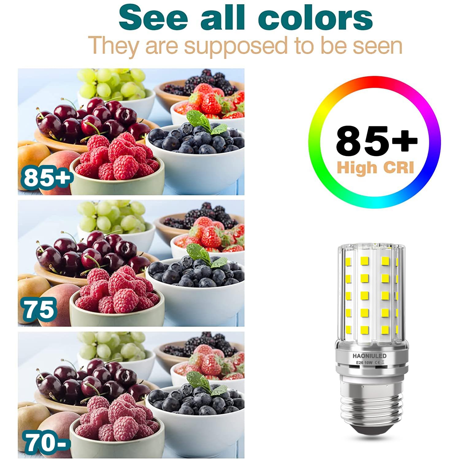 HAONIULED LED Light Bulbs 10W, 100 Watt Equivalent, Daylight White 5000K, E26/E27, 1000LM, Non-dimmable,