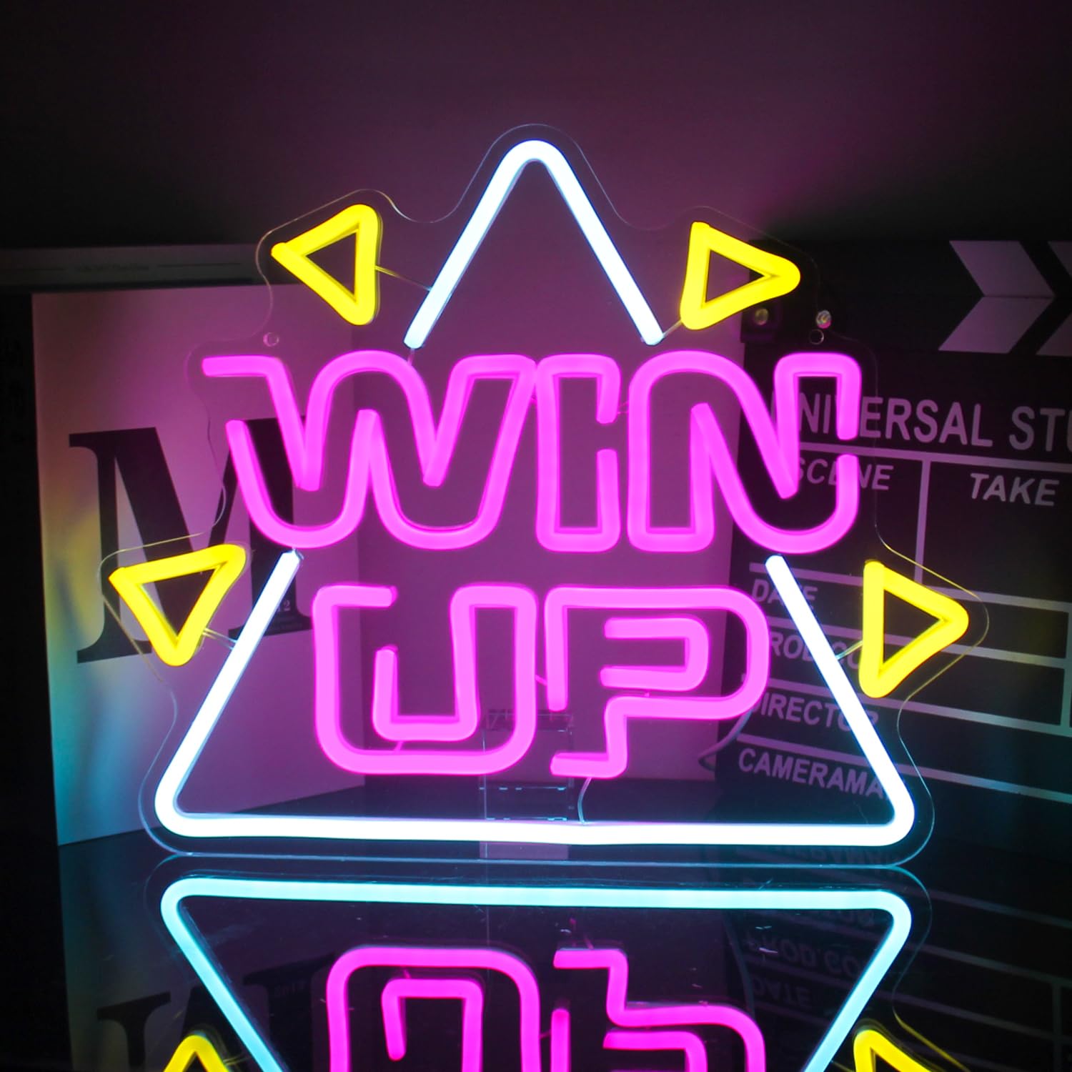 CKTBLEY Win Up Neon Sign for Wall Decor Game LED Neon Lights Signs Pink Blue Gaming Neon Sign Dimmable Neon Lights Gamer Neon Ni