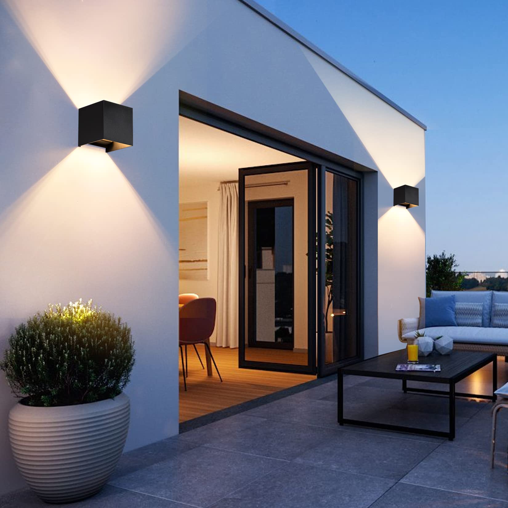 2 Pcs G9 Outdoor Wall Lights Exterior/Interior Wall Sconces Up And Down Lights Ip65 Waterproof Modern Outdoor Lighting Square Al