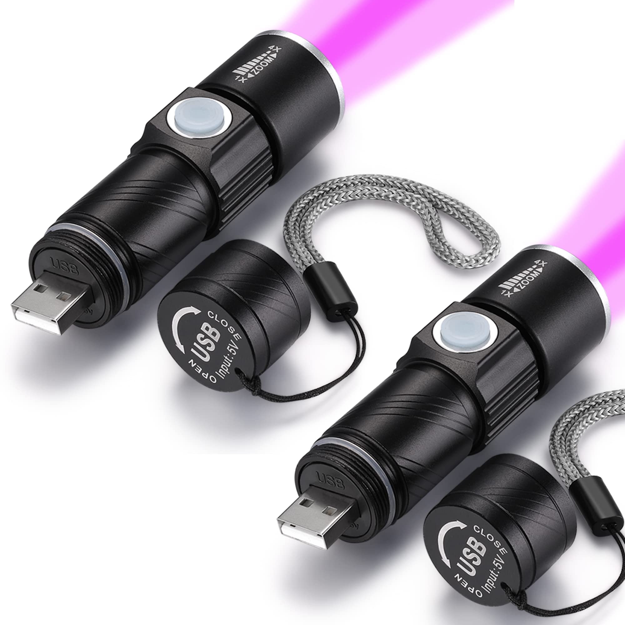 DARKBEAM UV 395nm USB Rechargeable Flashlight Ultraviolet led Light Blacklight Portable 400nm Mini Detector for Dog Urine Pet St