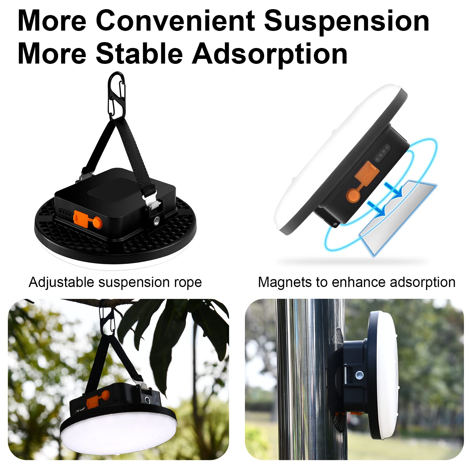 Iodoo 16500Mah 3000Lm 4Color Flashlight Portable Led Camping Lantern Rechargeable Light 60W With Magnet, Ipx4 Waterproof Tent Light Power Failure Emergency Survival Kits (60W Pro)