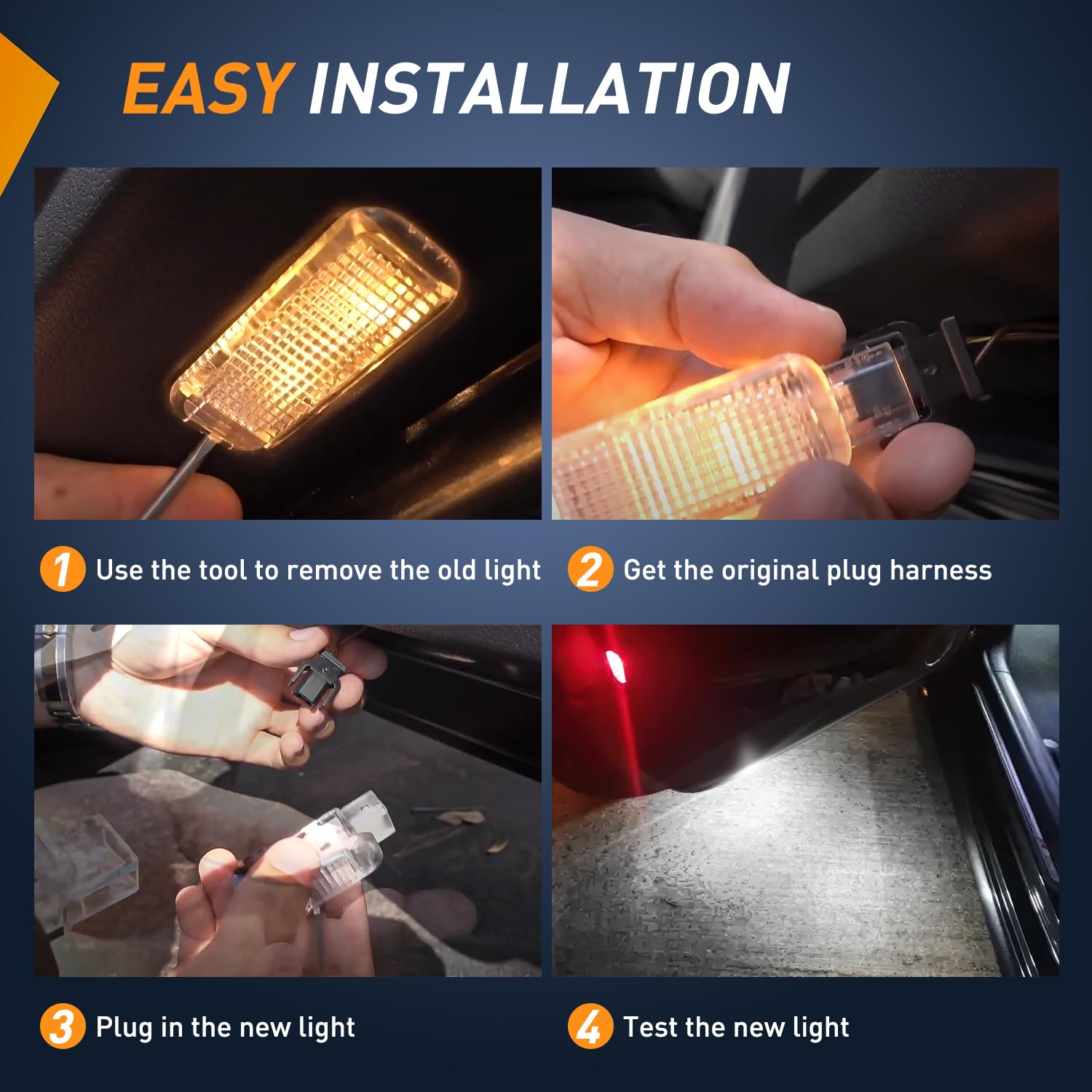 Nilight 2PCS White LED Door Panel Lights for Audi A3 A4 A5 A6 A7 S3 S4 S5 S6 S7 Q5 Q7 TT - Plug & Play