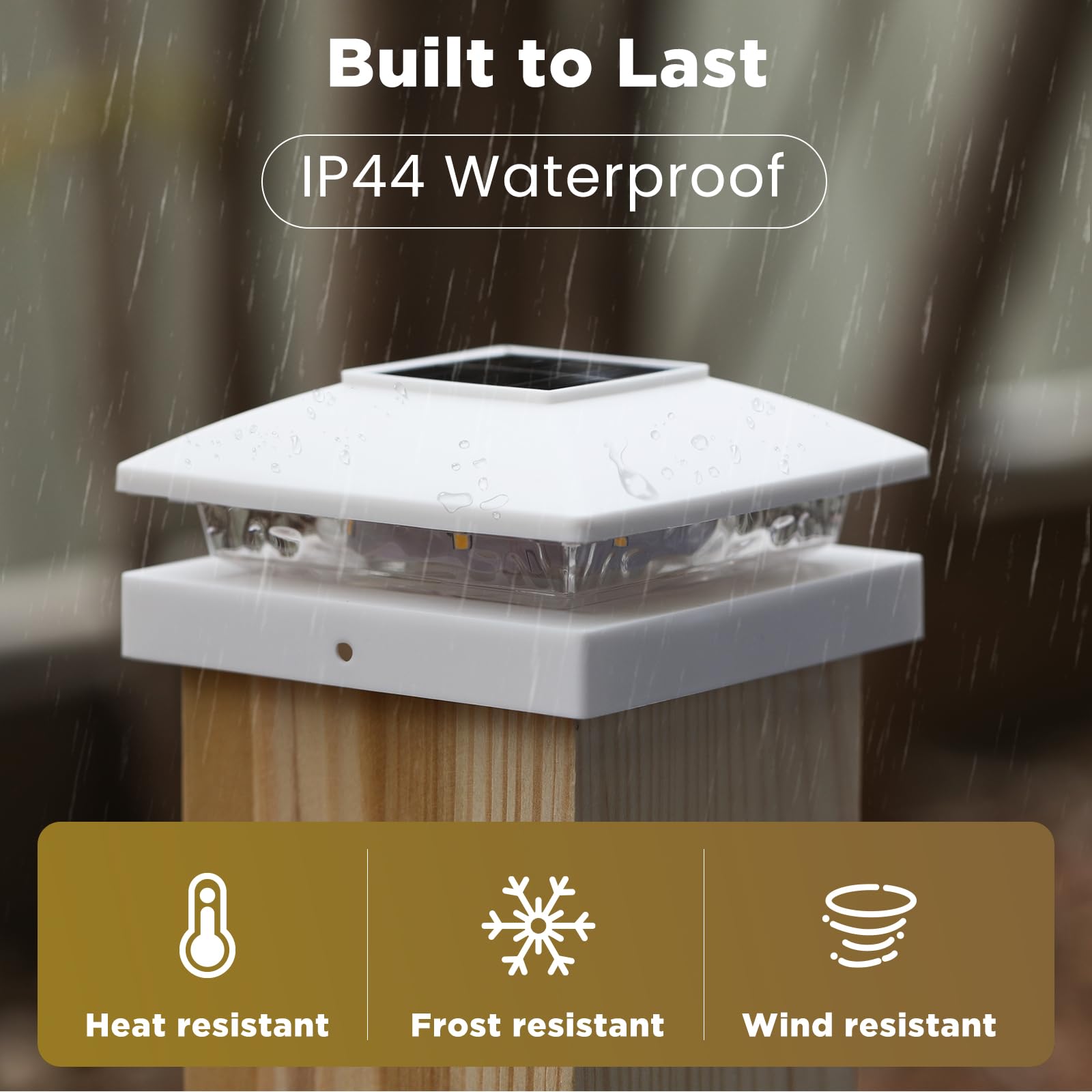 Solar Post Cap Lights Outdoor 6Pack, White Waterproof Solar Powered Deck Fence Post Lights Fit 4X4 Wood/Vinyl Posts, Bright Warm