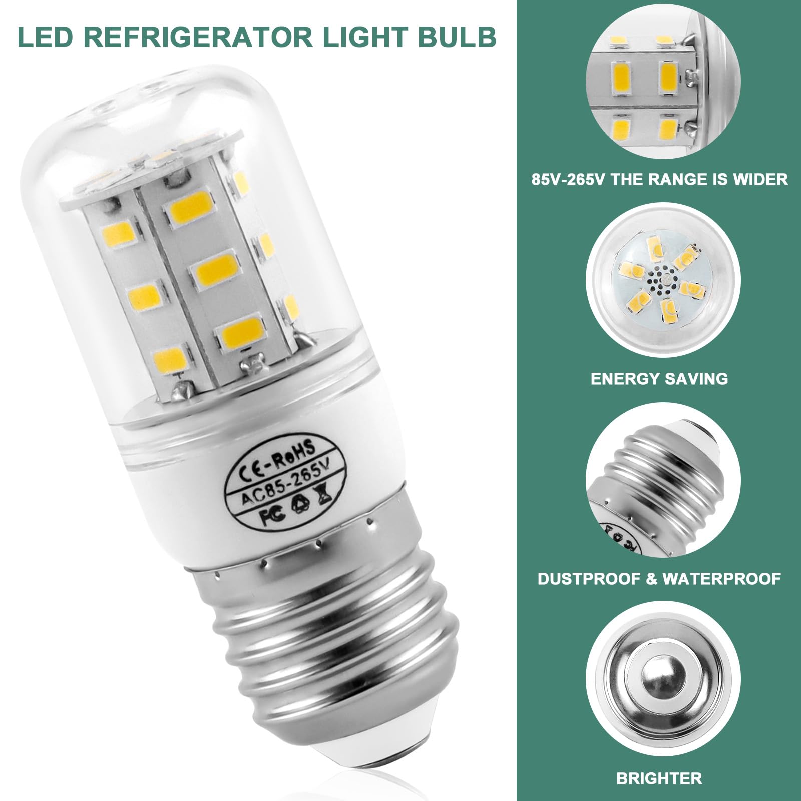 Ami Parts 2Pack 5304511738 Light Bulb Refrigerator 3.5W (110V-240V Warm Light) Led Kei D34L Replacement Light Bulb Refrigerator