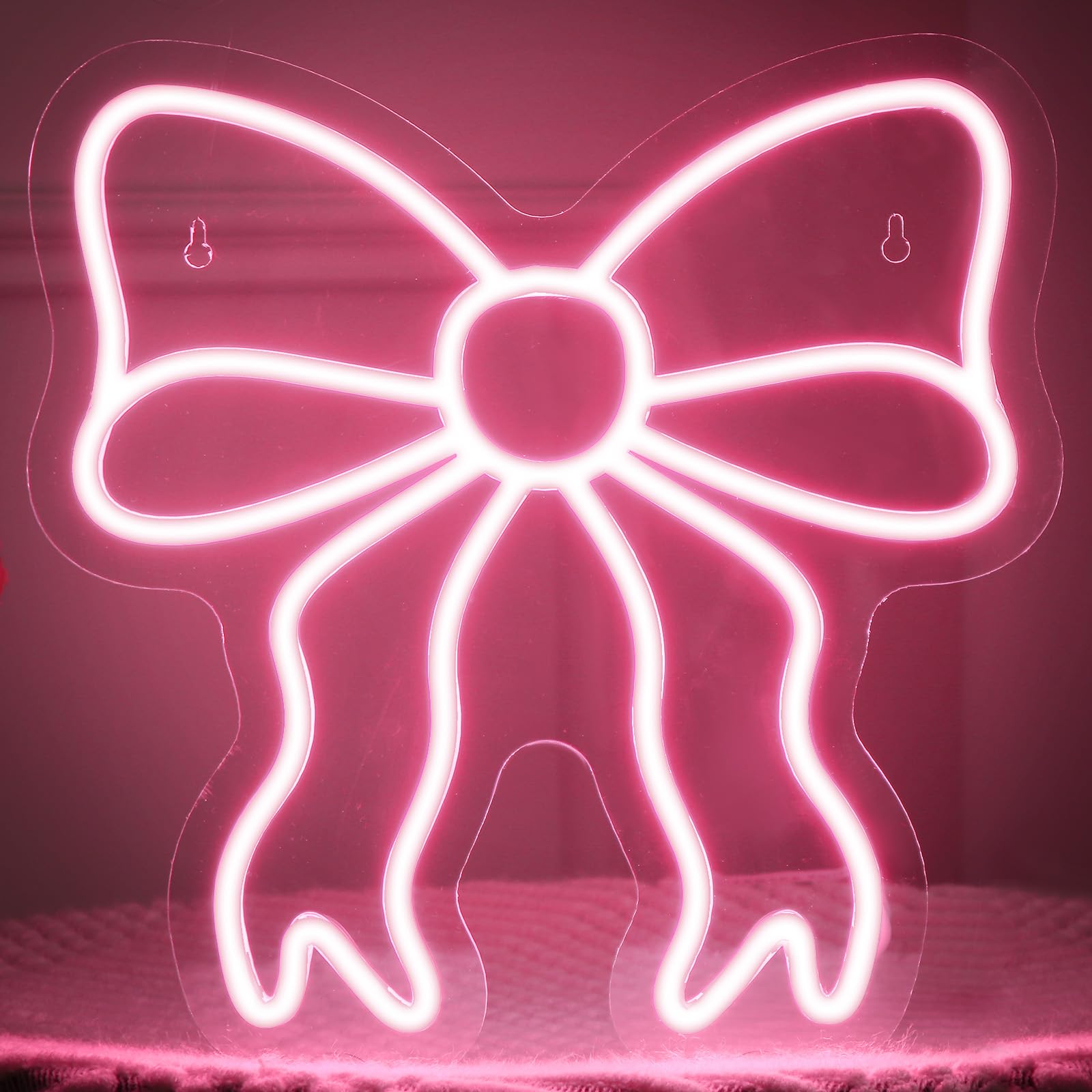 Retisee Bow LED Neon Sign Bedroom Women Room Neon Light Sign Coquette Aesthetic Home Wall Preppy Dorm Beauty Room Salon Decor Pa