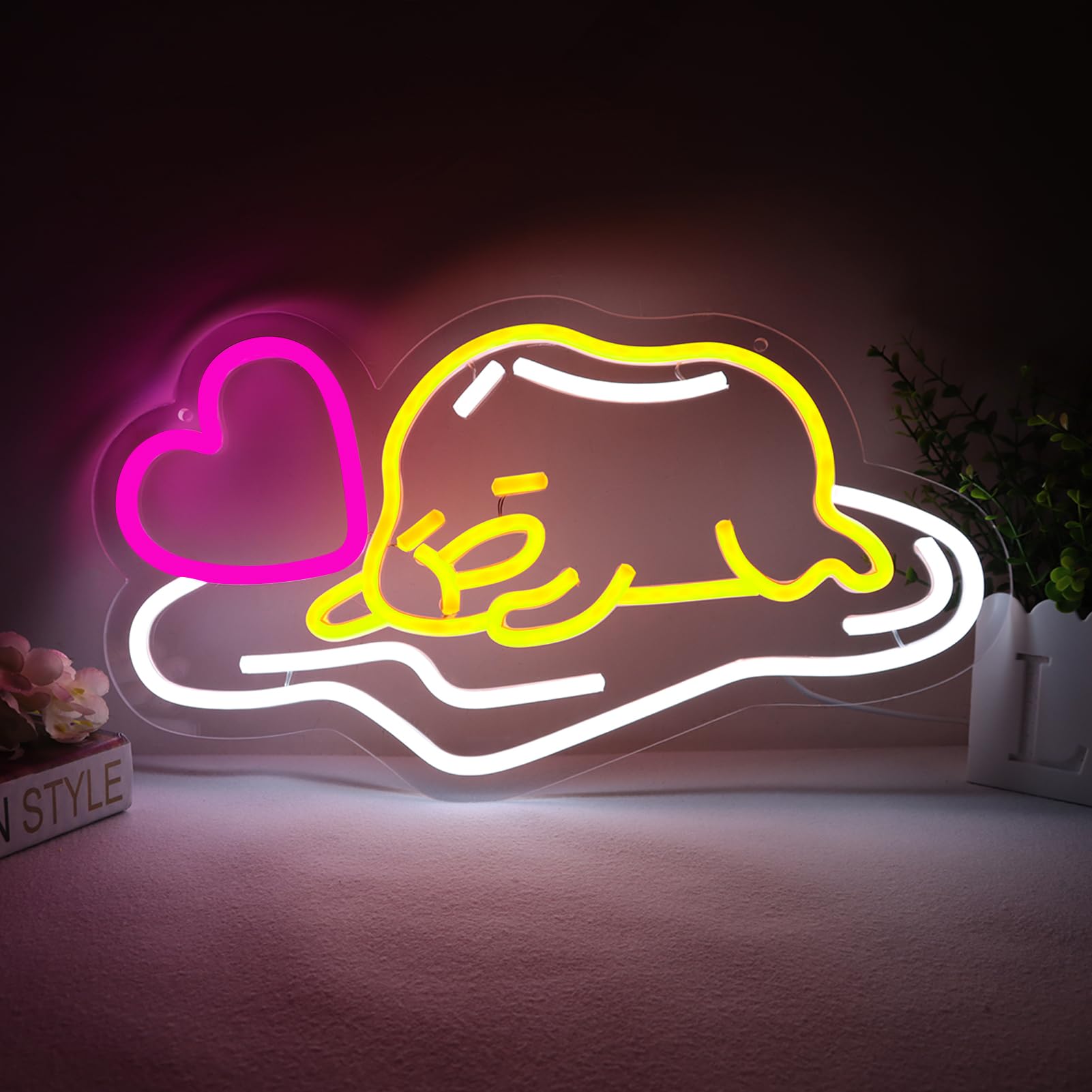 Balanar Gudetama Neon Sign, Acrylic LED Light for Wall Decor, B-Gudetama Model