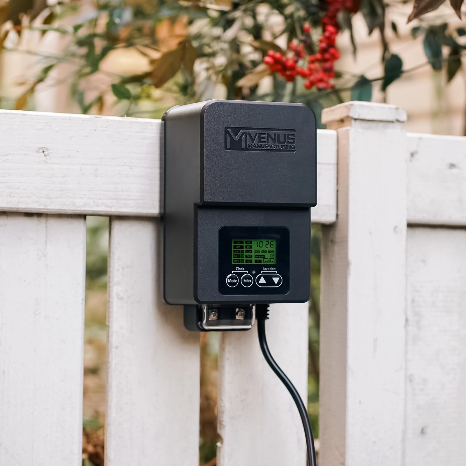 VENUS MANUFACTURING 200W Outdoor Low Voltage Transformer with Timer & Photo Sensor, 120V AC to 12V-15V AC, Black-Grey