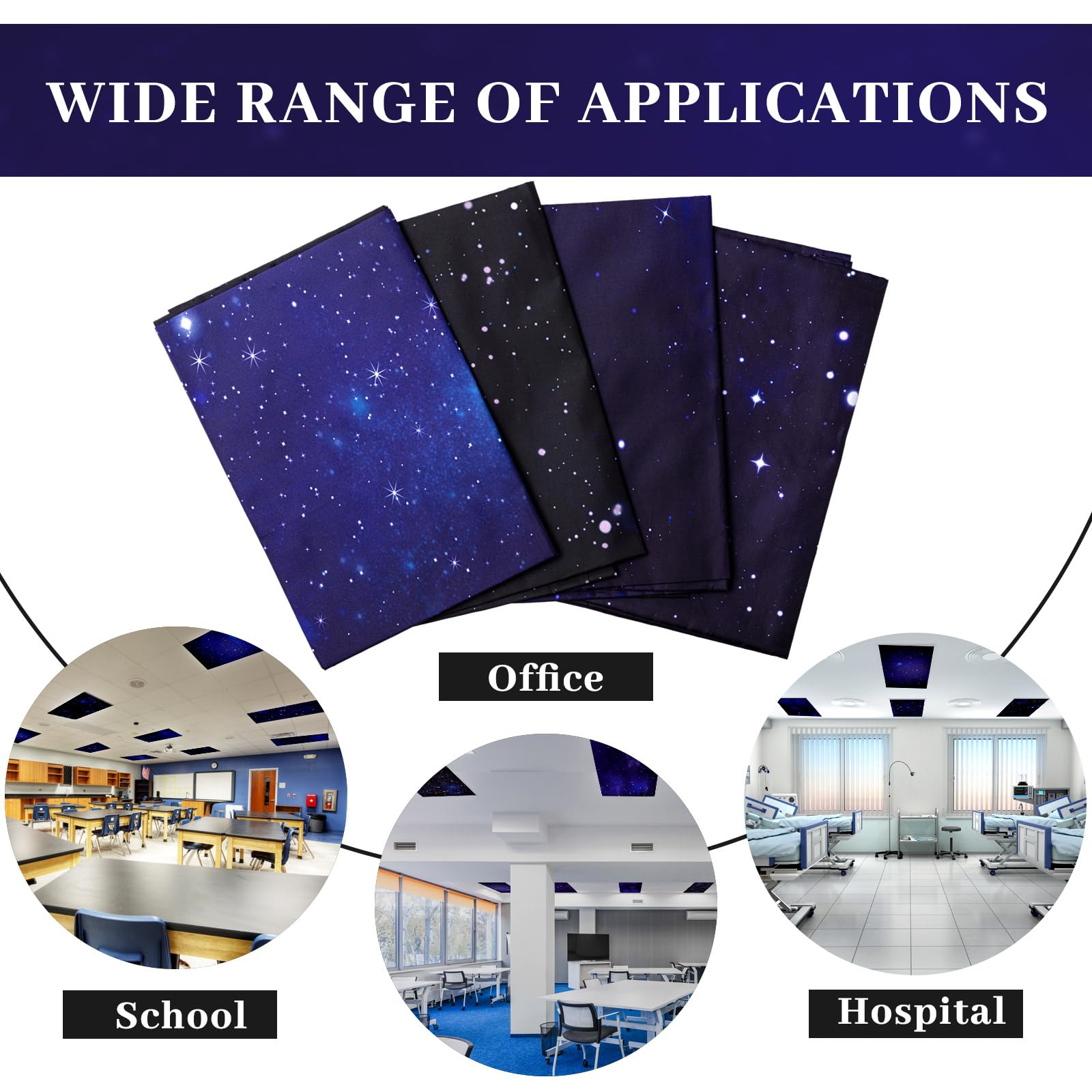 Roceei Pack Of 4 Fluorescent Light Covers For Ceiling Lights, 4 X 2 Ft, Magnetic Light Covers For Classroom Office Home School(S