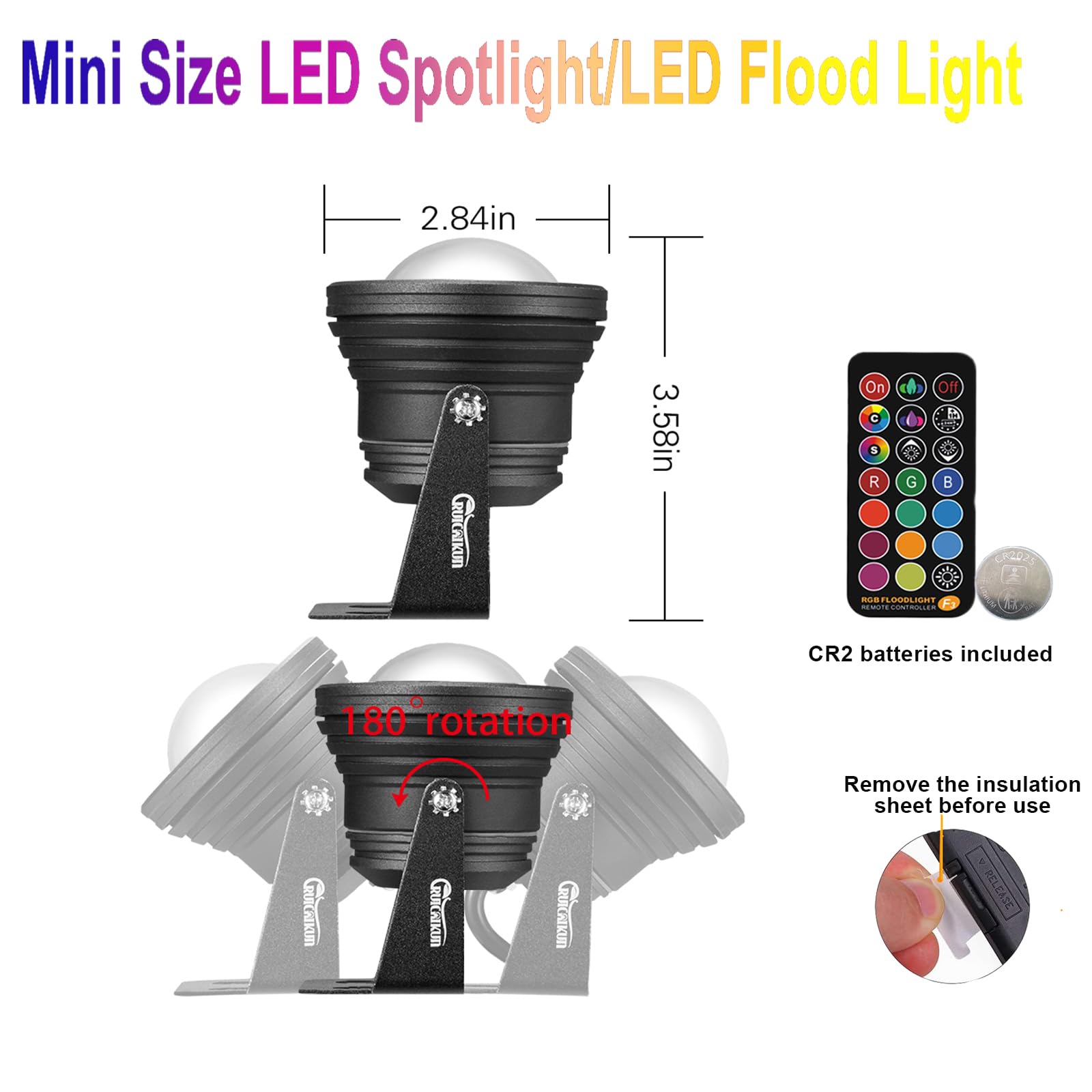 Ruicaikun 10W Outdoor Spot Lights With Remote Control, Dimmable Rgb, Waterproof For Halloween/Christmas Decor