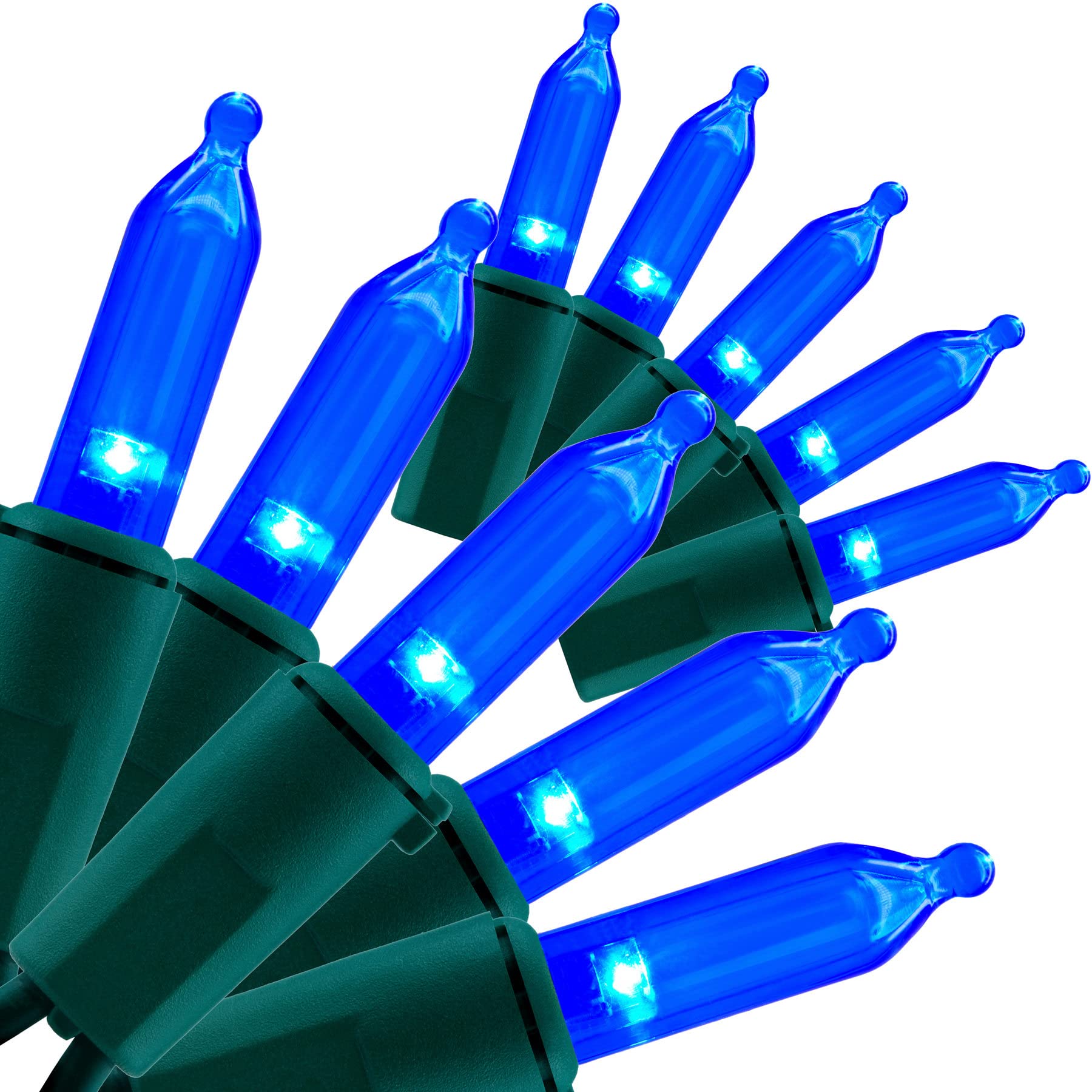 YULETIME Blue LED Christmas Lights 200 Count 50 ft  Pack of 2 Strands 25 ft 100 Lights UL Certified String Light Set (Blue)