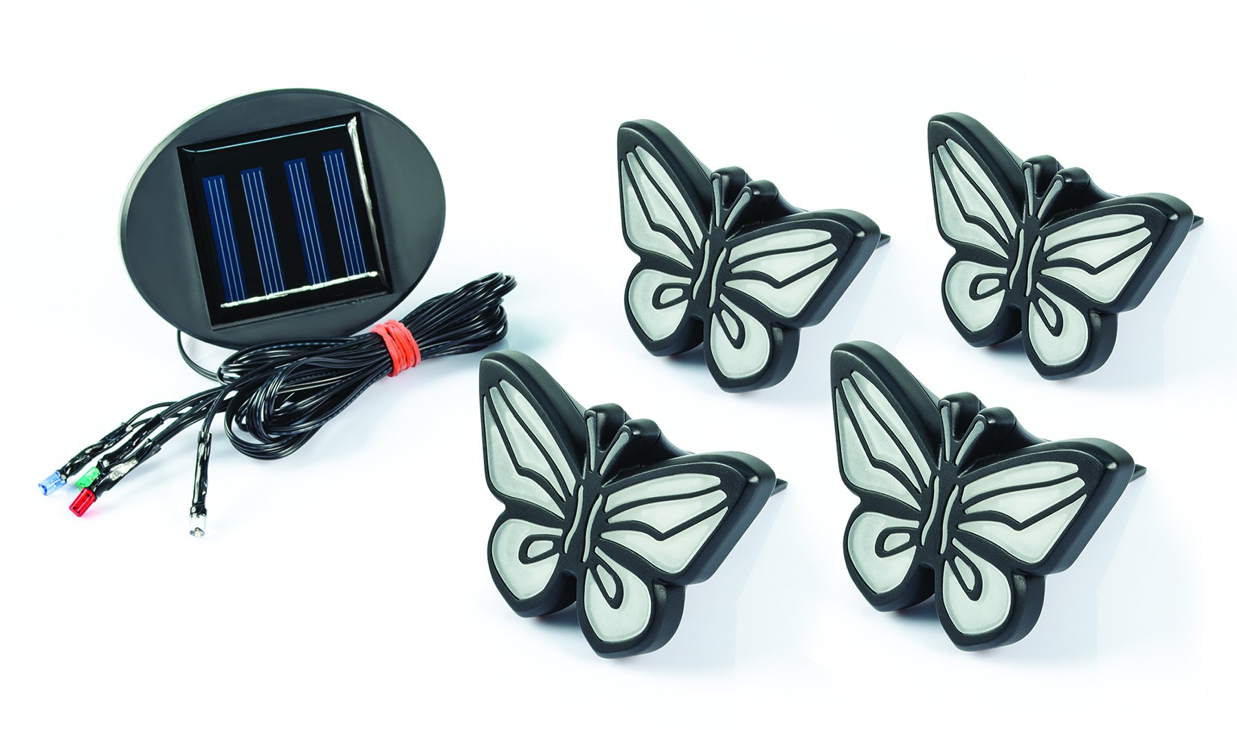 IdeaWorks Butterfly Lights-Sets of 4-Solar Powered-Automatically Turns On at Dusk & Off at Dawn-Space Each Light up to 32   -Eas