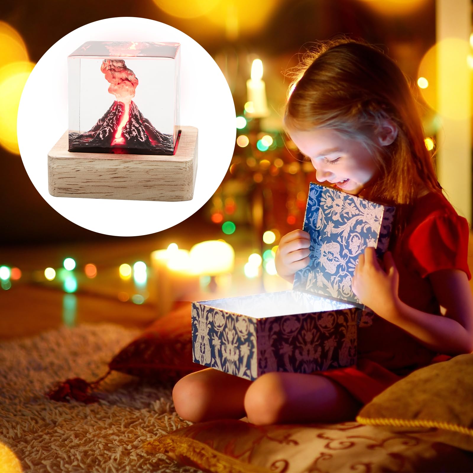 DAVID ROCCO Volcano Night Light Lava Lamp - 3D Mini Eruption Ornament, Diverse Colors, SGT-RNL, Creative Room Decor for All Ages