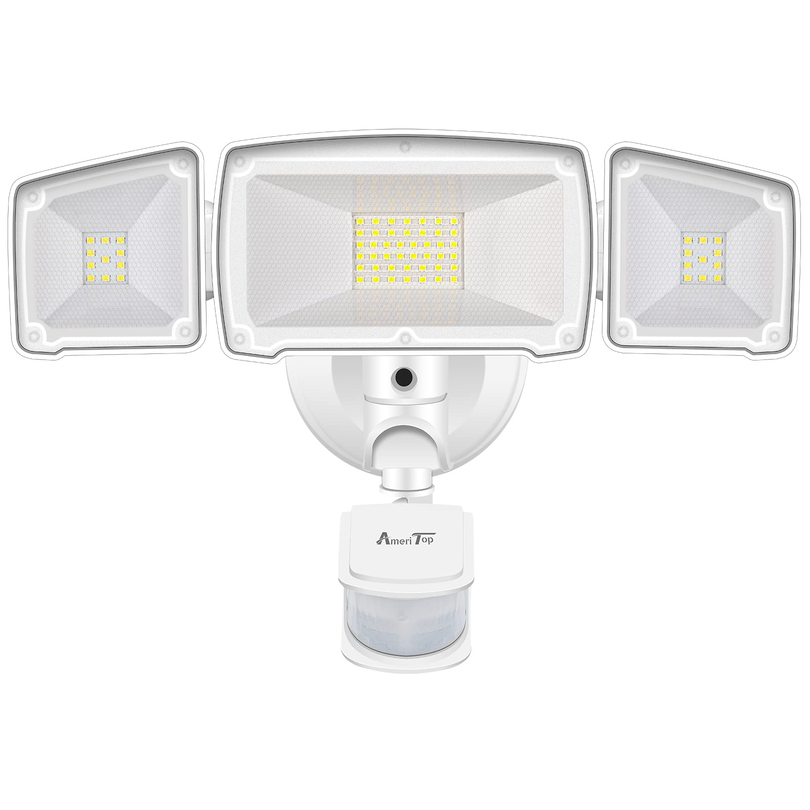 AmeriTop 2-in-1 Motion Sensor LED Flood Lights, 3500LM, IP65 Waterproof, Aluminum, Corded-electric White, Model BallI