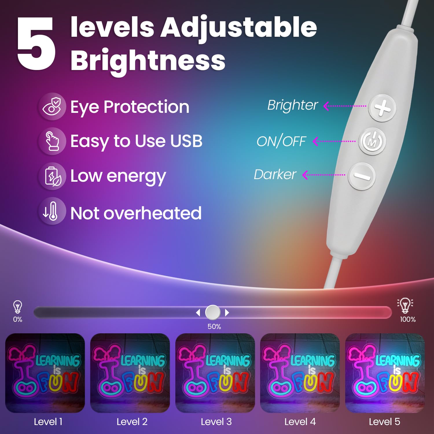 Sneignon Learning is Fun Neon Sign,Neon Light Sign for Classroom,LED Sign Science Lab Wall Light for Teachers,Back to School Led