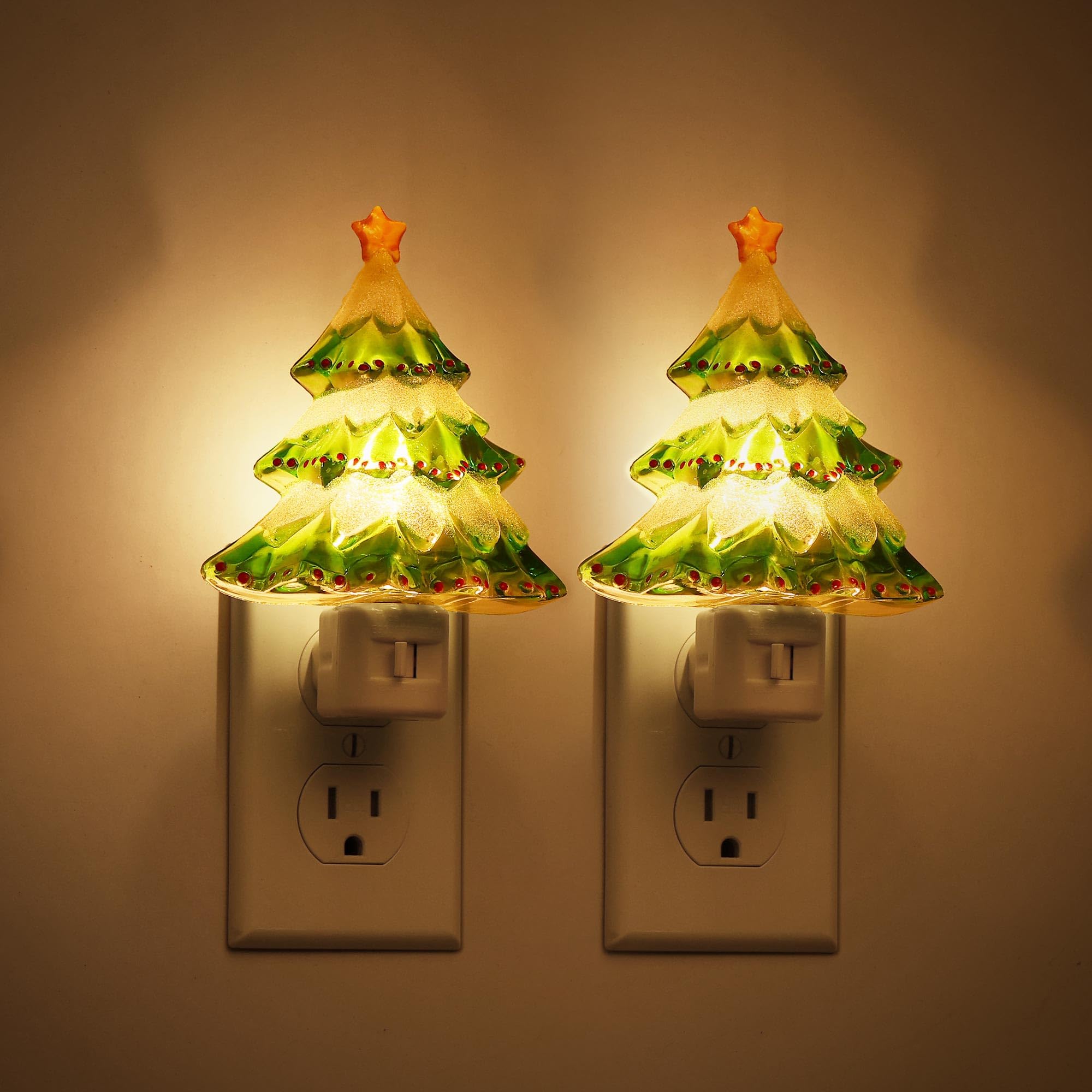 Jandcase Christmas Tree Night Light  2 Pack 3000K Night Lights Plug Into Wall Cute & Funny Christmas Night Light For Kids Plug In Vintage Decor Nightlight With 360?Rotatable For Home Party Decor