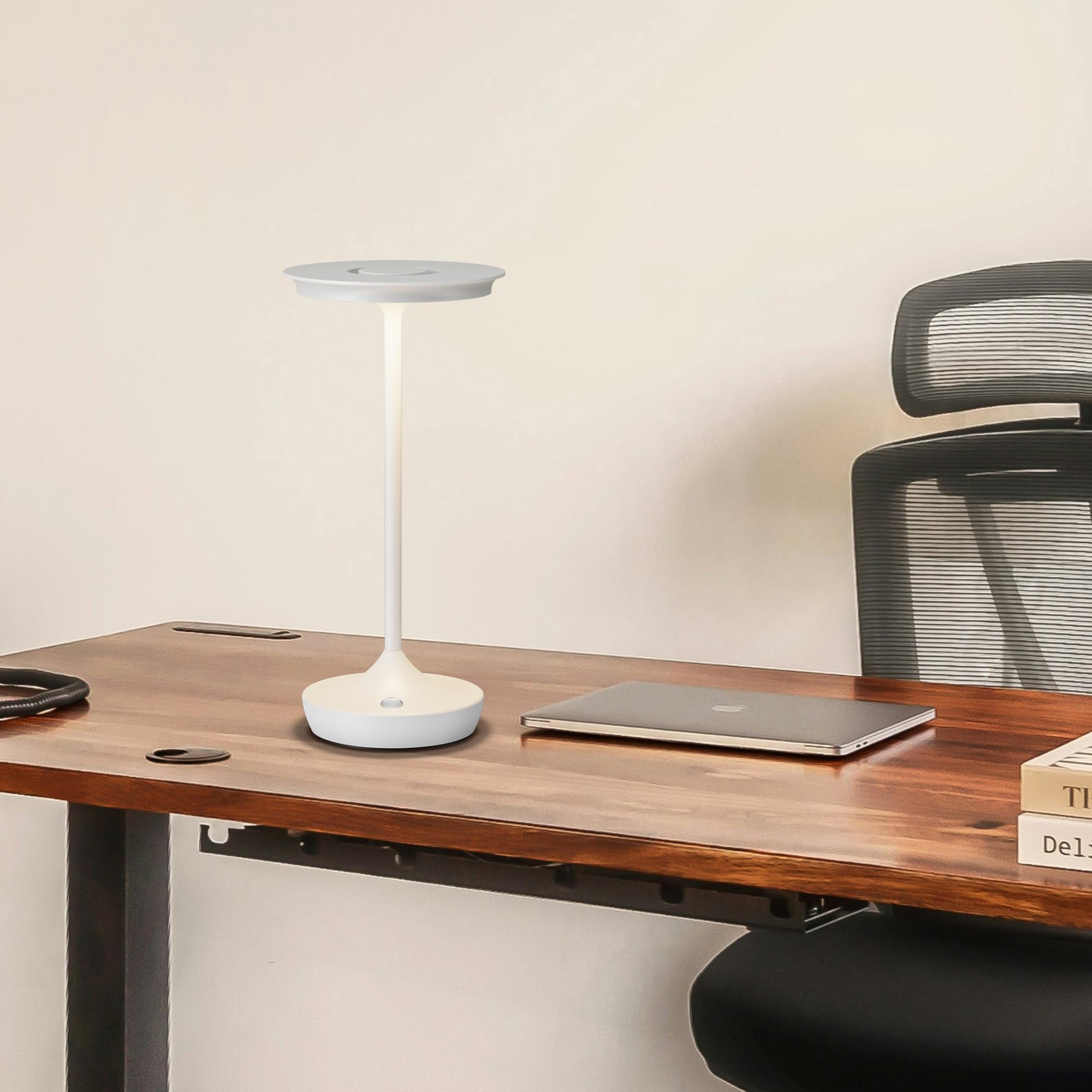 YHT Cordless Table Lamp, Waterproof 6000mAh Battery, 3 Color Dimming, Aluminum, White, Model 825, 1 Pack