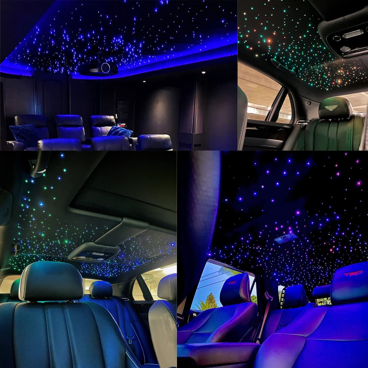 AZIMOM Dual Color Fiber Optic Starlight Headliner Kit 900pcs 0.03in 9.8ft Black DUALCOLOR-888