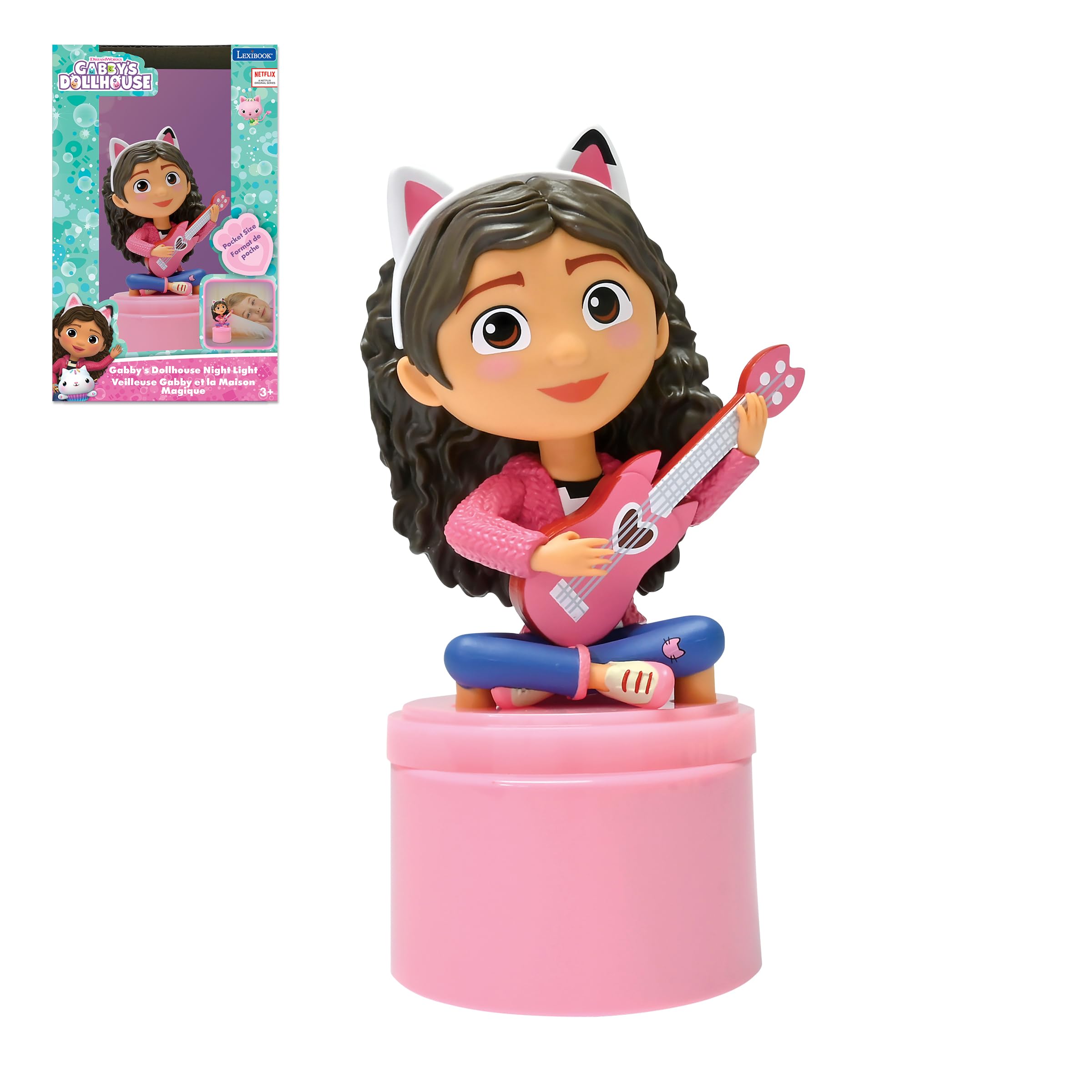 Lexibook, Gabbys Dollhouse NLJ01GDH Baby Nursery Soft Light Battery Operated LED Pocket Night Light Pink