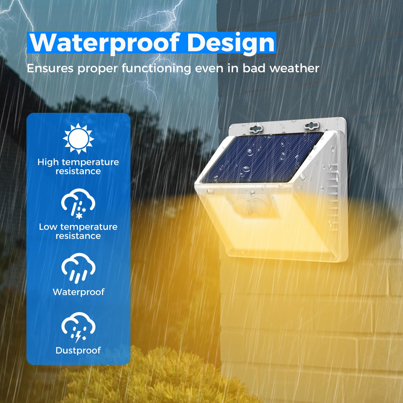 Peasur Solar Lights Outdoor Motion Sensor Waterproof, 6Pack 140Led White Solar Powered Fence Lights, 3 Modes Solar Security Wall