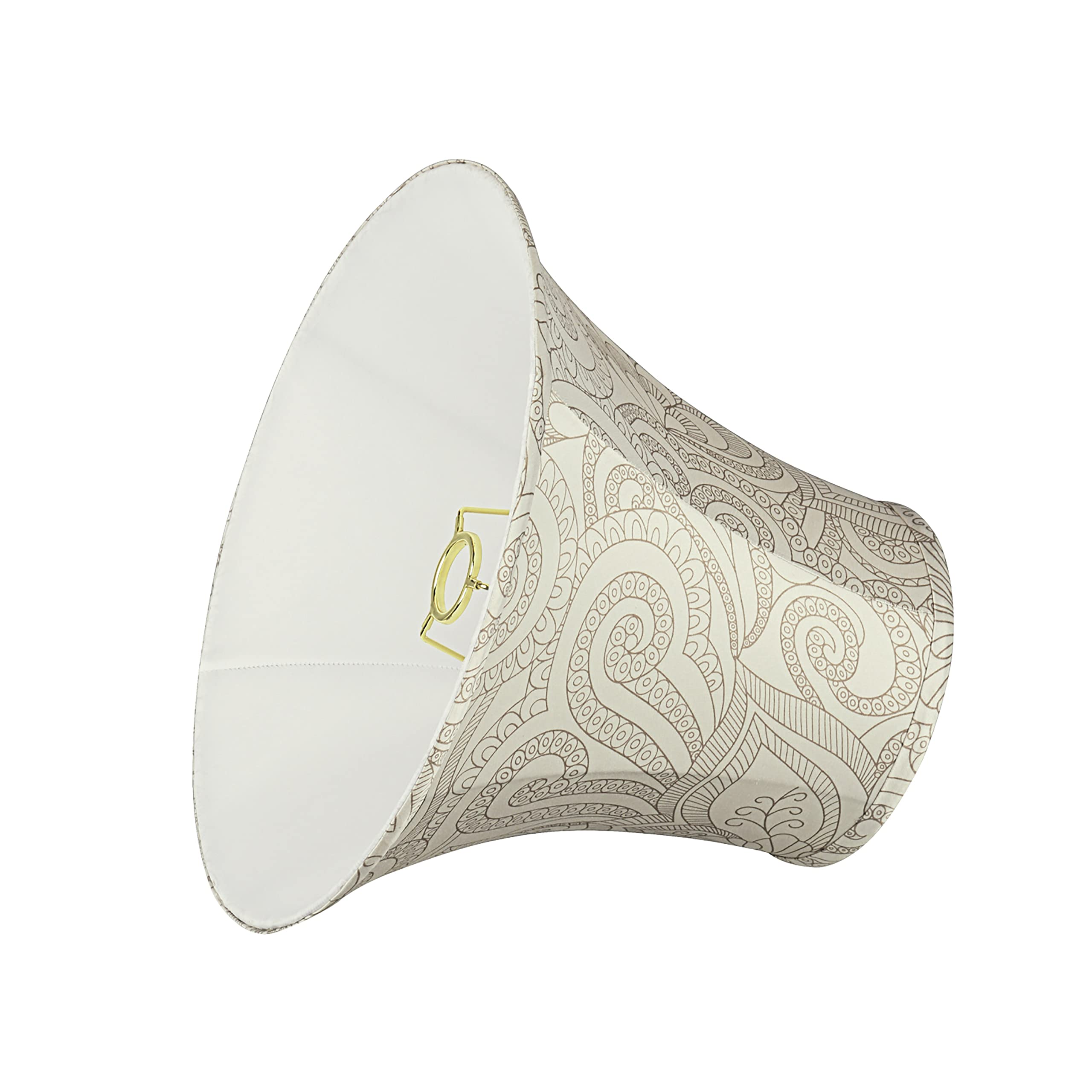Aspen Creative 58055 Transitional Bell Shape Uno Construction Lamp Shade In White & Grey, 14&quot; Wide (7&quot; X 14&quot; X 11&quot;)