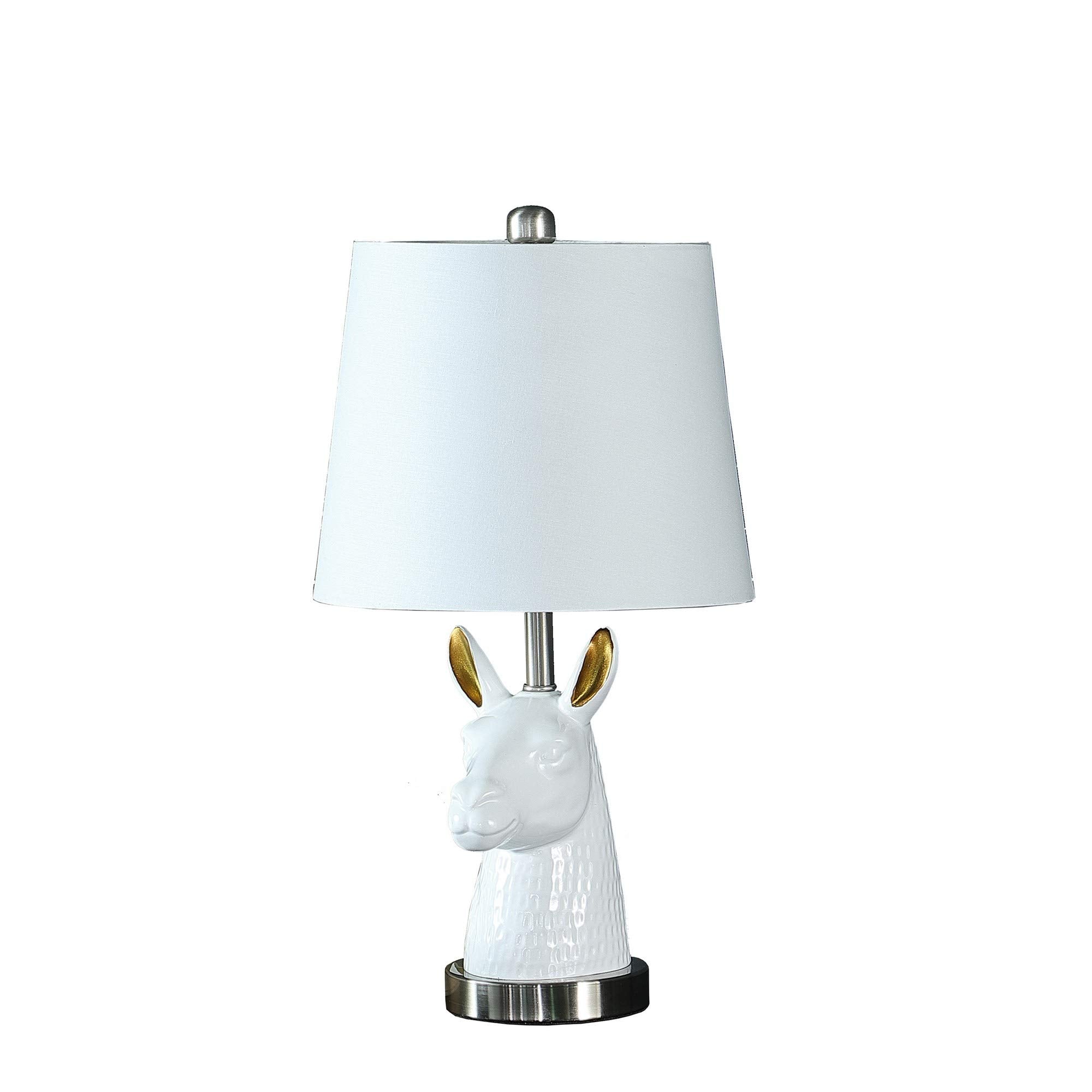 Benzara Metal Table Lamp with Llama Head, White - Model BM233935