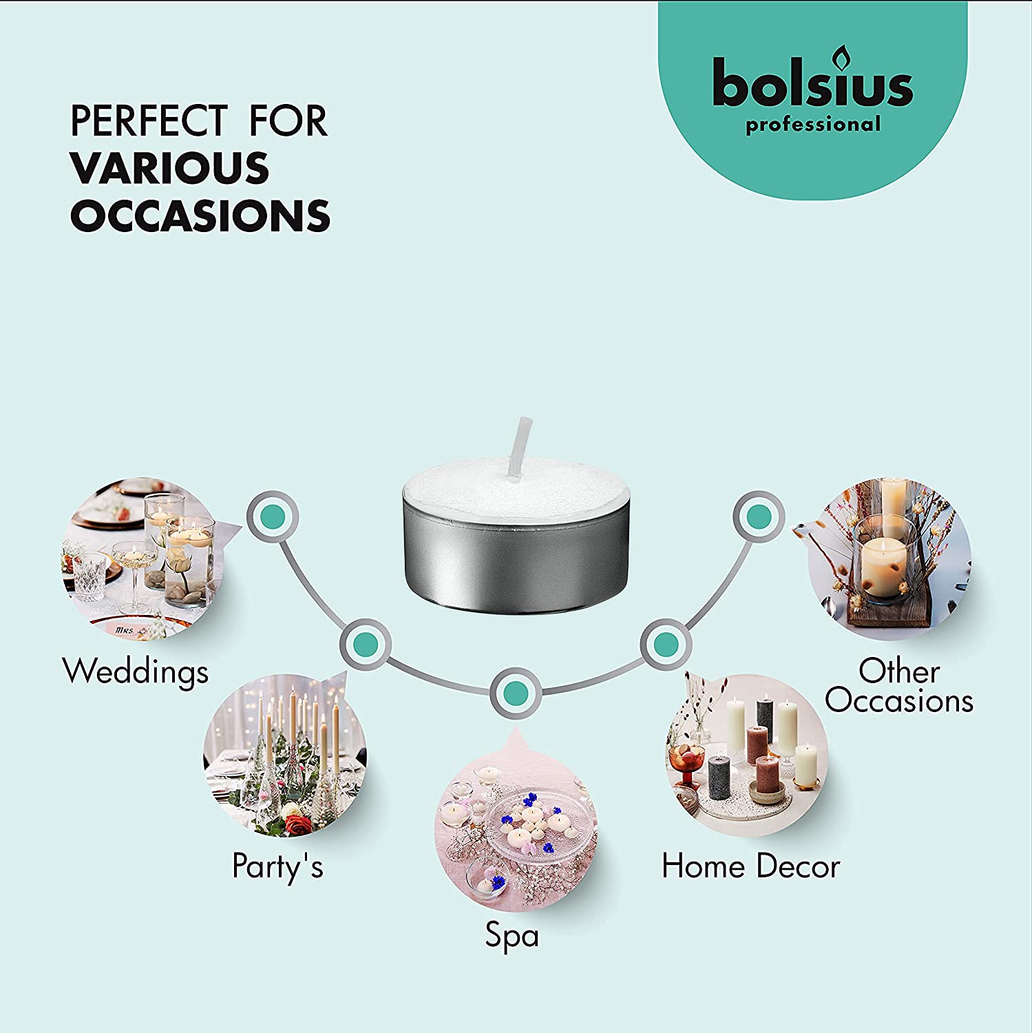 BOLSIUS Tea Lights Candles - White Unscented Wax - 200 Pack - 6 Hour Burn Time - Ideal for Weddings, Home, Parties