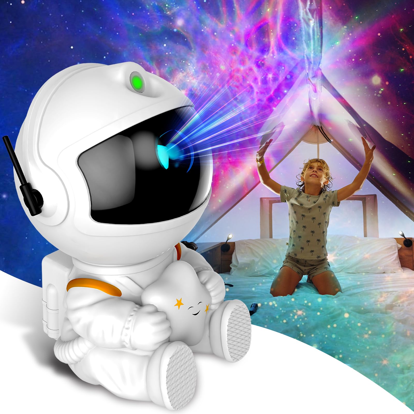 Astronaut Galaxy Projector, Star Projector Galaxy Light, Night Light for Kids, Nebula Ceiling LED Lamp, Room Decor, with Timer a