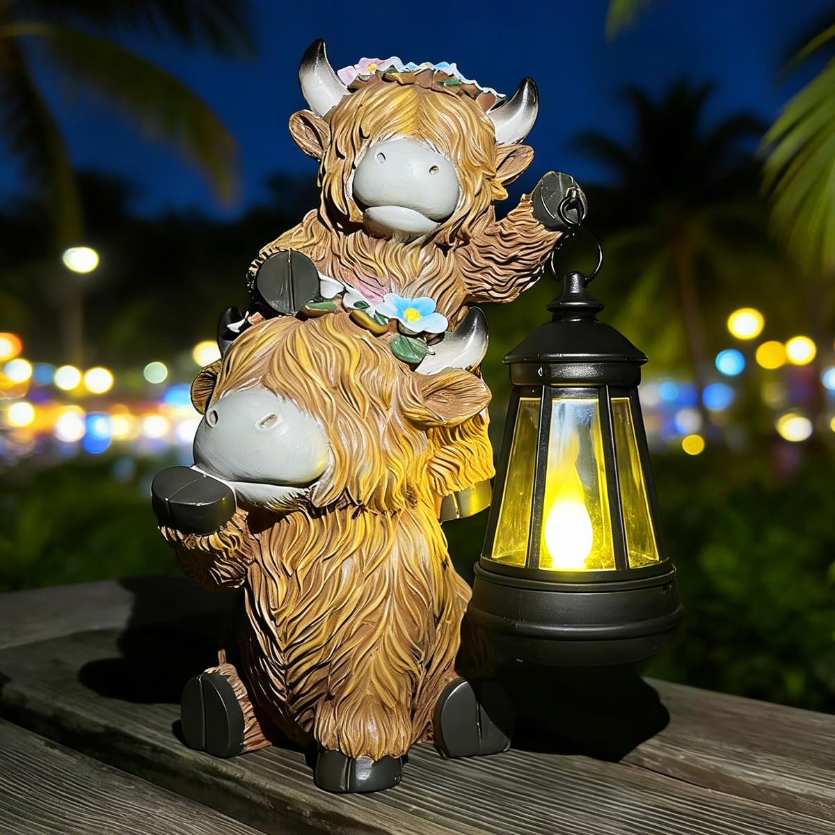 Solar Garden Outdoor Statues Lantern Figurines Light Decorations for Outdoor Patio Balcony Yard Lawn, Ideal Gifts for Mom Friend