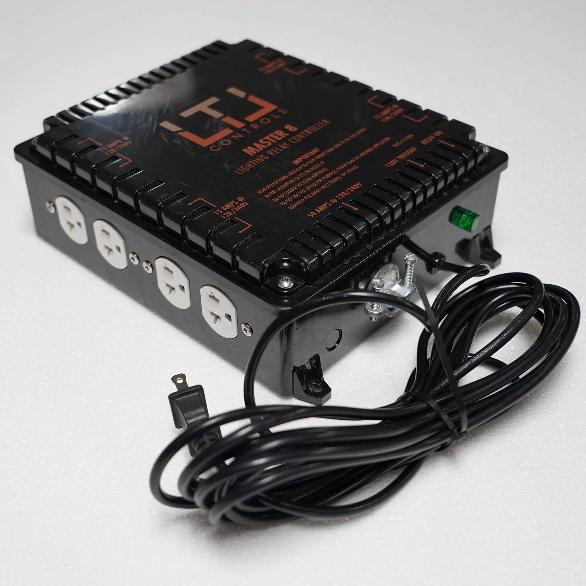 LTL Controls LTL Master 8 Lighting Relay Controller for 8 Grow Lights, Black, Model 270008