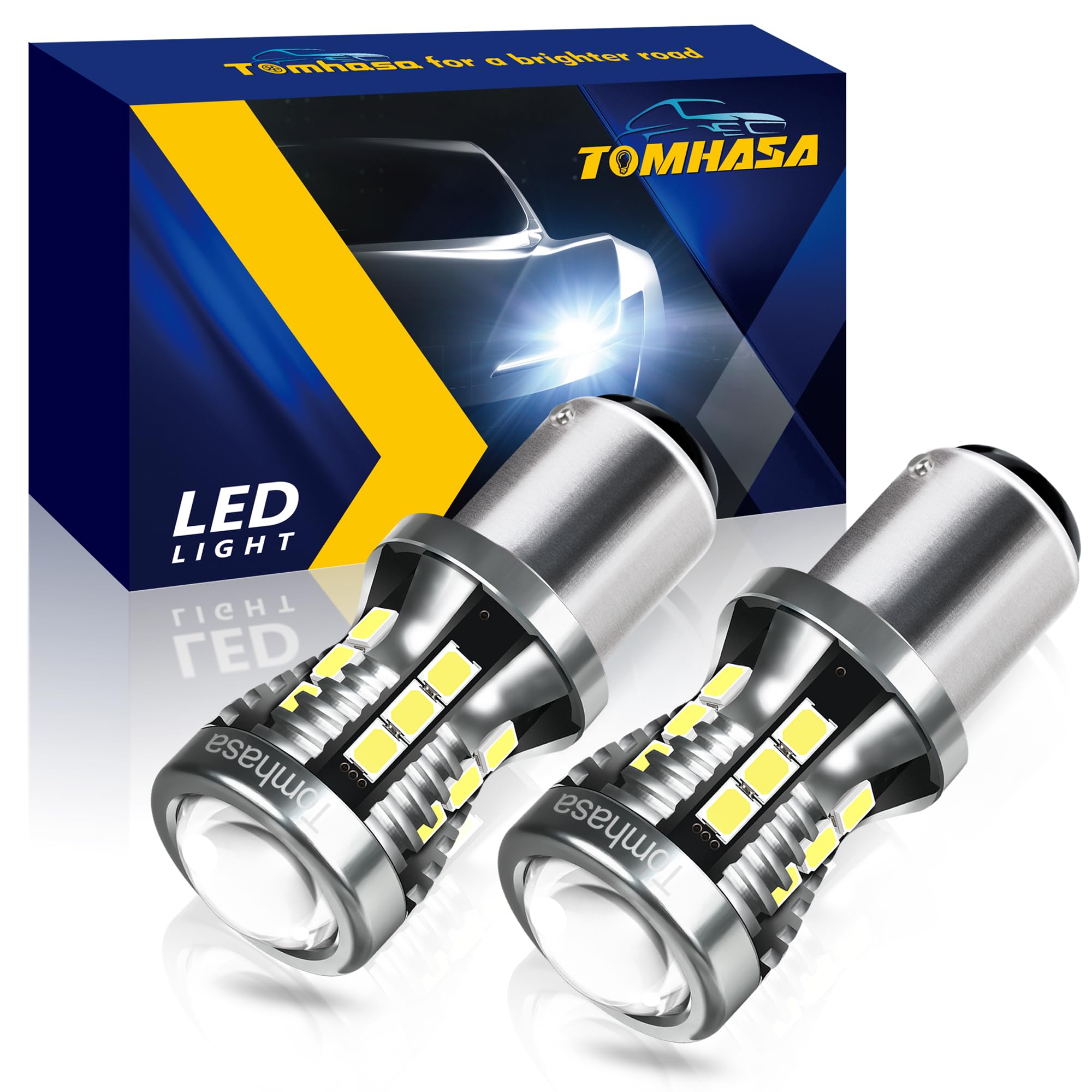 Tomhasa 1157 LED Bulbs, 6000K White, Aluminum, BAY15D 7528 2057 2357, Pack of 2