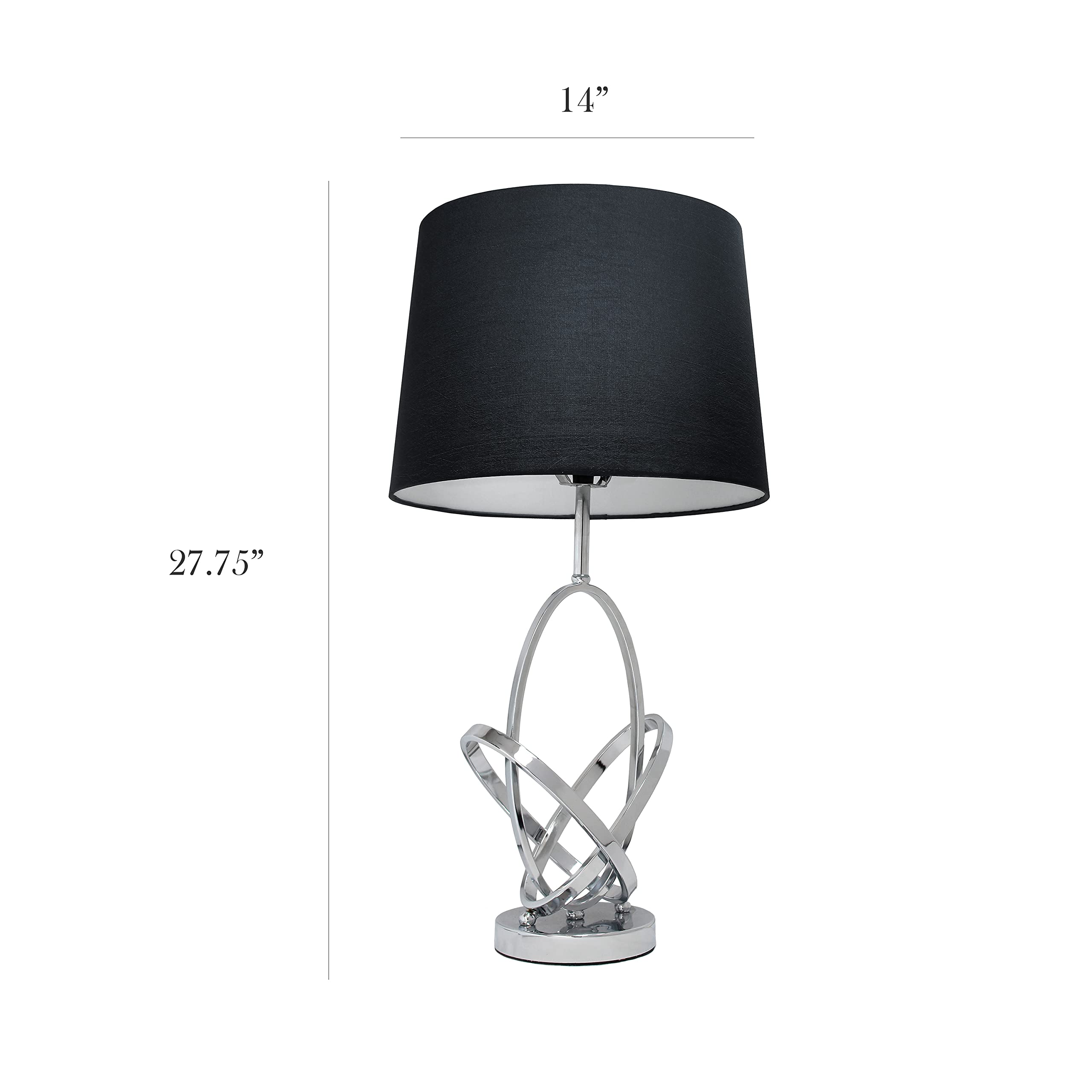 Elegant Designs Lt1006-Chr Mod Art Polished Chrome Table Lamp With Black Shade