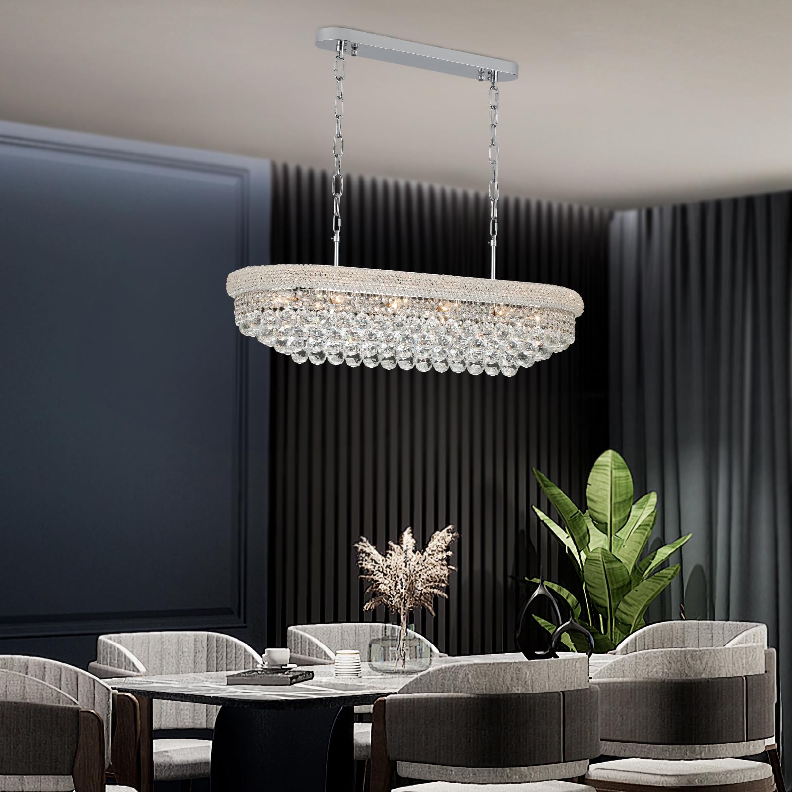 Gifarich Crystal Chandeliers For Dining Room Light Fixtures Over Table  Modern Crystal Chandeliers For Kitchen Lsland  11 Lights Empire Style Chrome stylish Lighting Fixtures For Living Room Bar