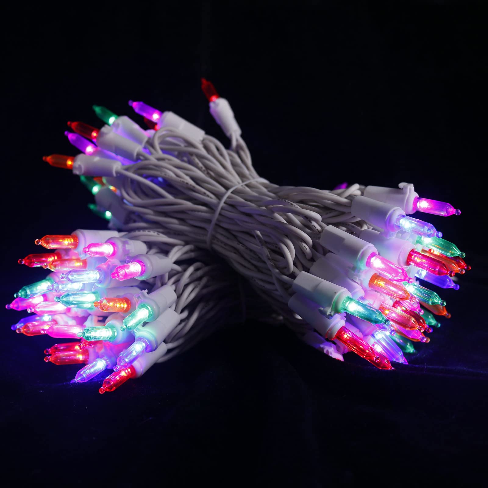 Multicolor Led Christmas Lights - 2 Pack 100 Count Multi-Colored Christmas String Lights For Tree  Party  Wedding  Holiday  Indoor/Outdoor Decor  2 Sets 33 Feet White Wire  Ul Certified  Connectable