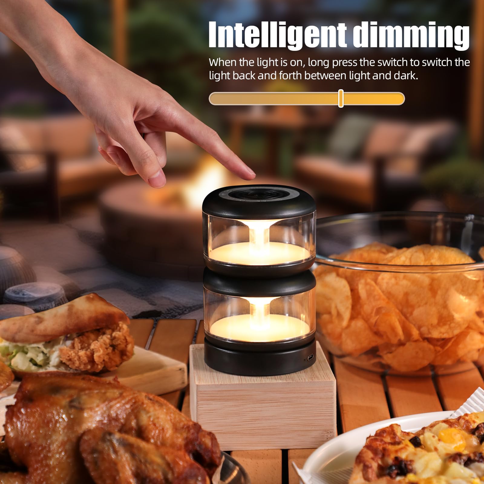 oneleaf Atmosphere Light Portable LED Night Light, Cordless Rechargeable Candle Lamp, Touch Switch, Black