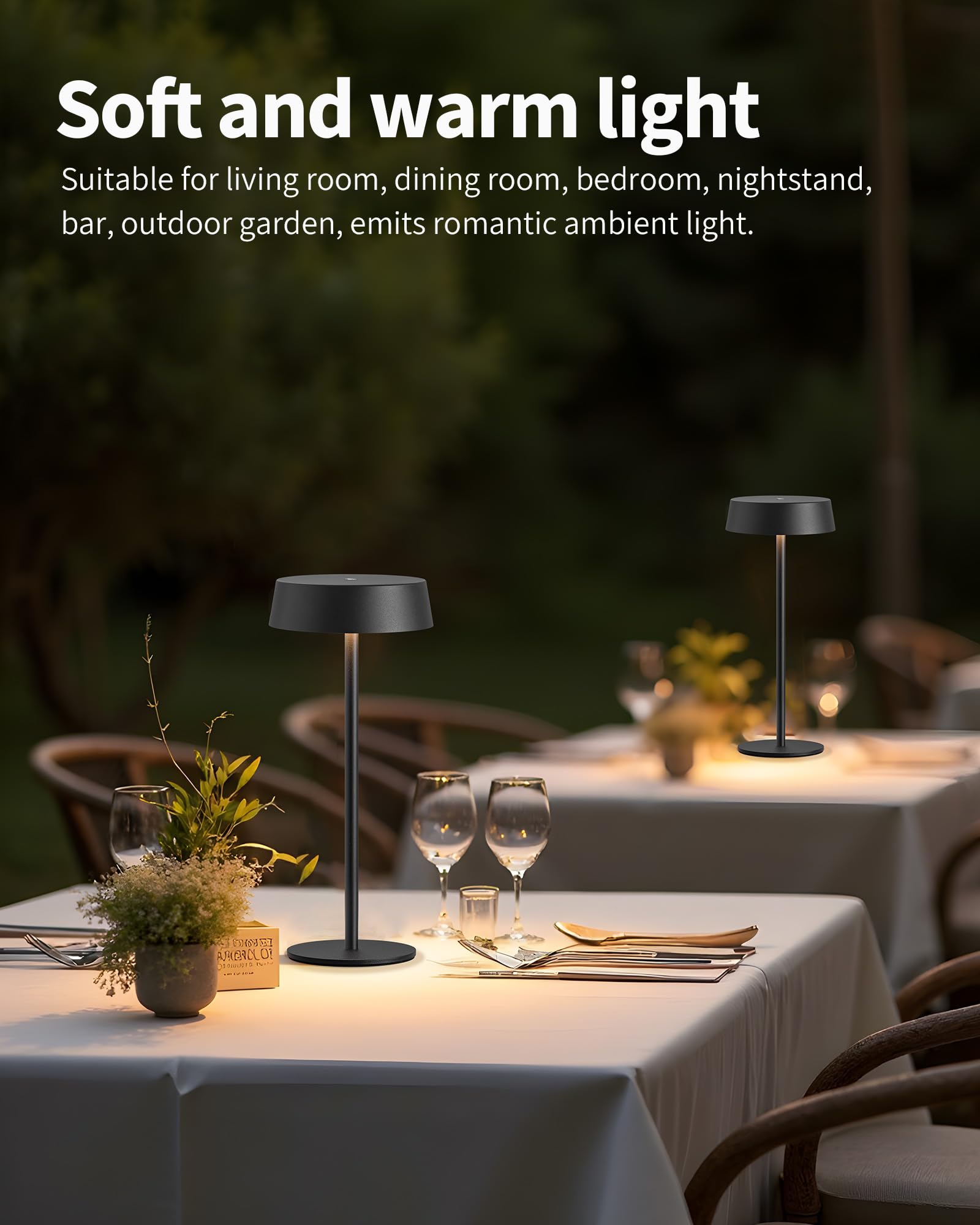 Visdanfo 2 Pack Cordless Table Lamps, Rechargeable Lamp With 5000Mah Battery Operated, Touch Lamps, Portable Indoor/Outdoor Lamp