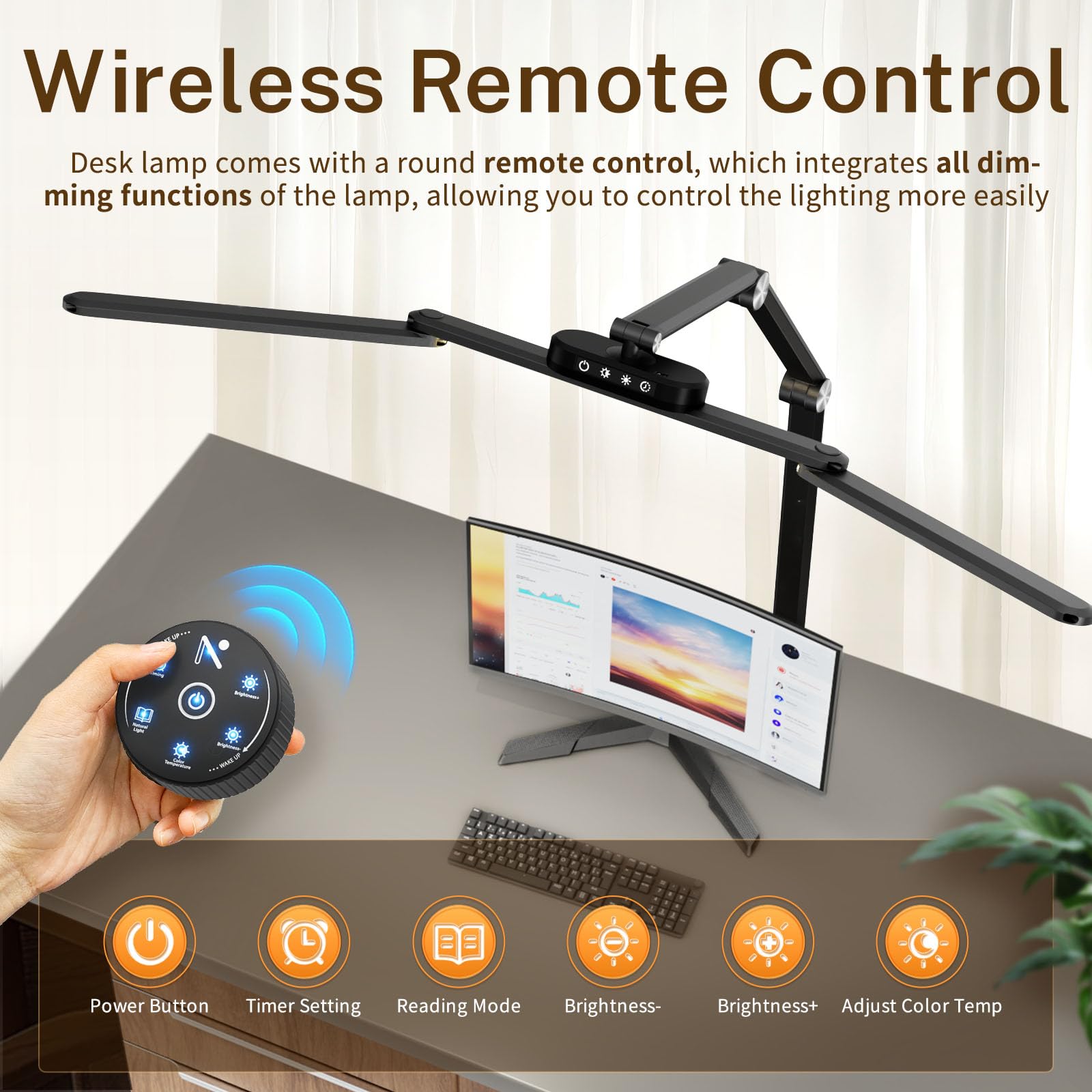 Table Lamp, Led Desk Lamp With Clamp And Base, Architect Desk Lamp For Home Office With Remote Control, 24W Ultra Bright Desk Li